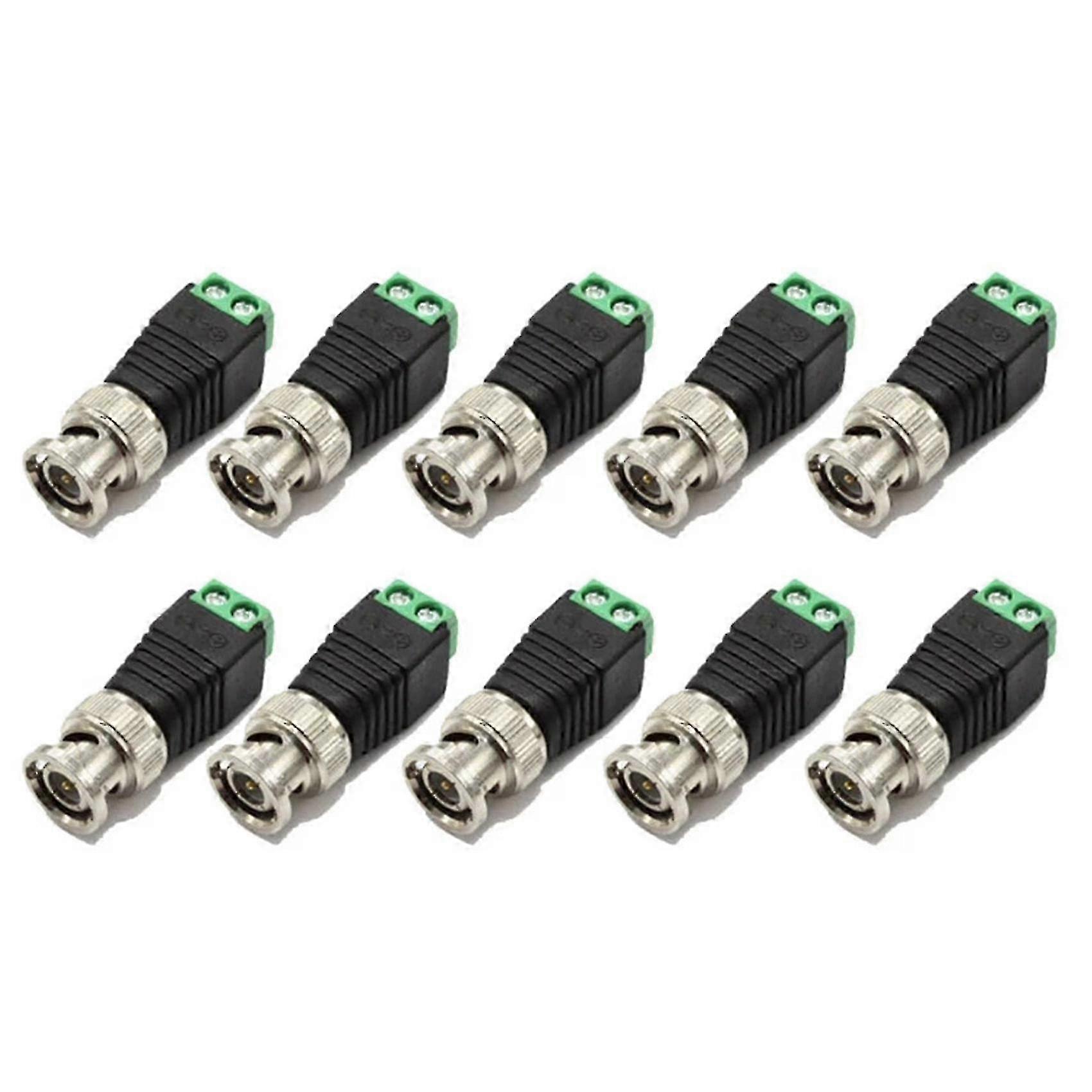 10 Pieces Male Metal BNC Connectors with DC Plug Screw Terminal UTP Video Baluns Designed for CCTV Surveillance Systems Edition 0816