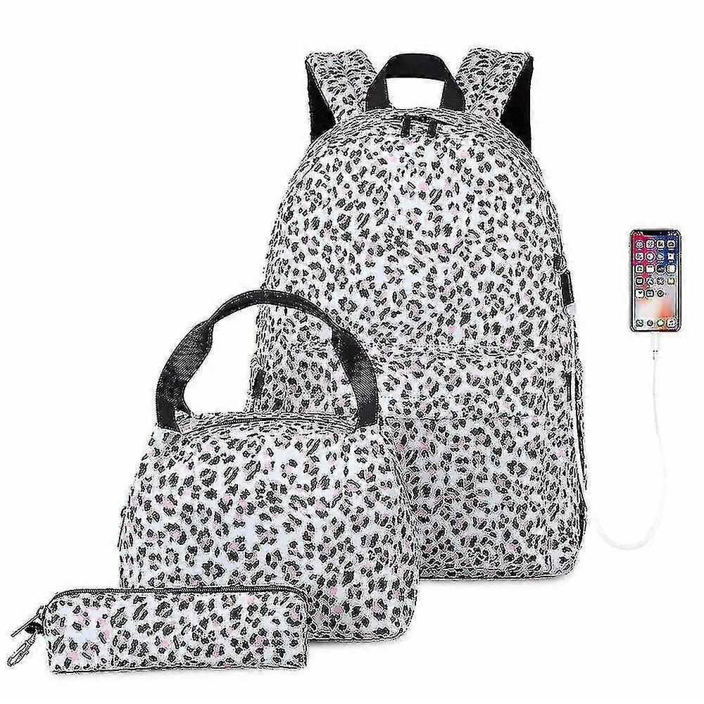 Three Piece Canvas Print Backpack Female Student School Bag