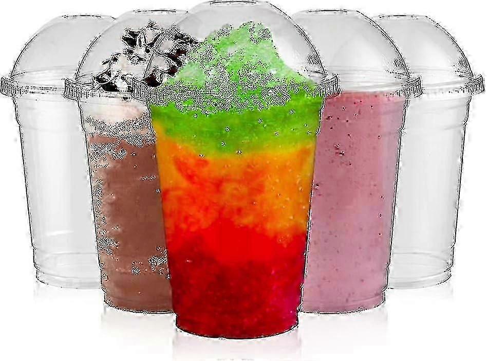 50-Pack 600ml Plastic Smoothie Cups with Dome Lids - BPA-Free Shake Containers for Cold Drinks