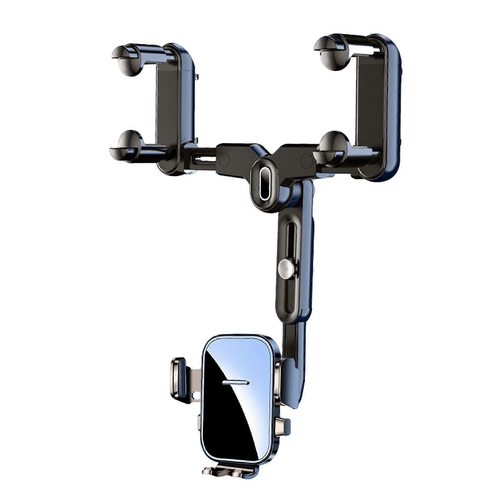 Universal Adjustable Car Rearview Mirror Phone Holder - 360° Rotatable, Anti-Shake, Compatible with All Vehicle Types