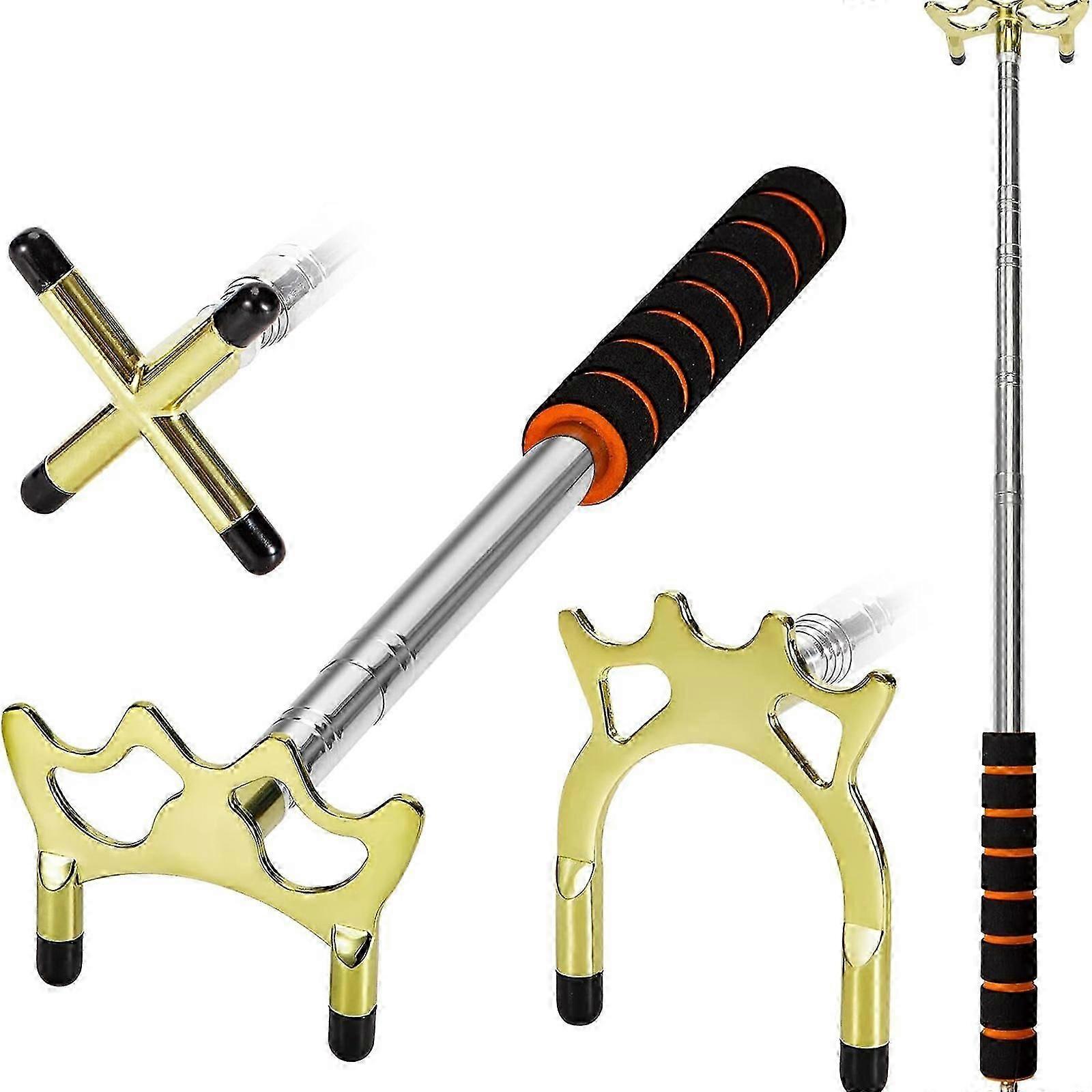 Billiard Cue And Bridge Set, Stainless Steel Anti Slip Sponge Handle Stable Retractable Pool Cue with Removable Brass Bridge Head(Cross shaped)