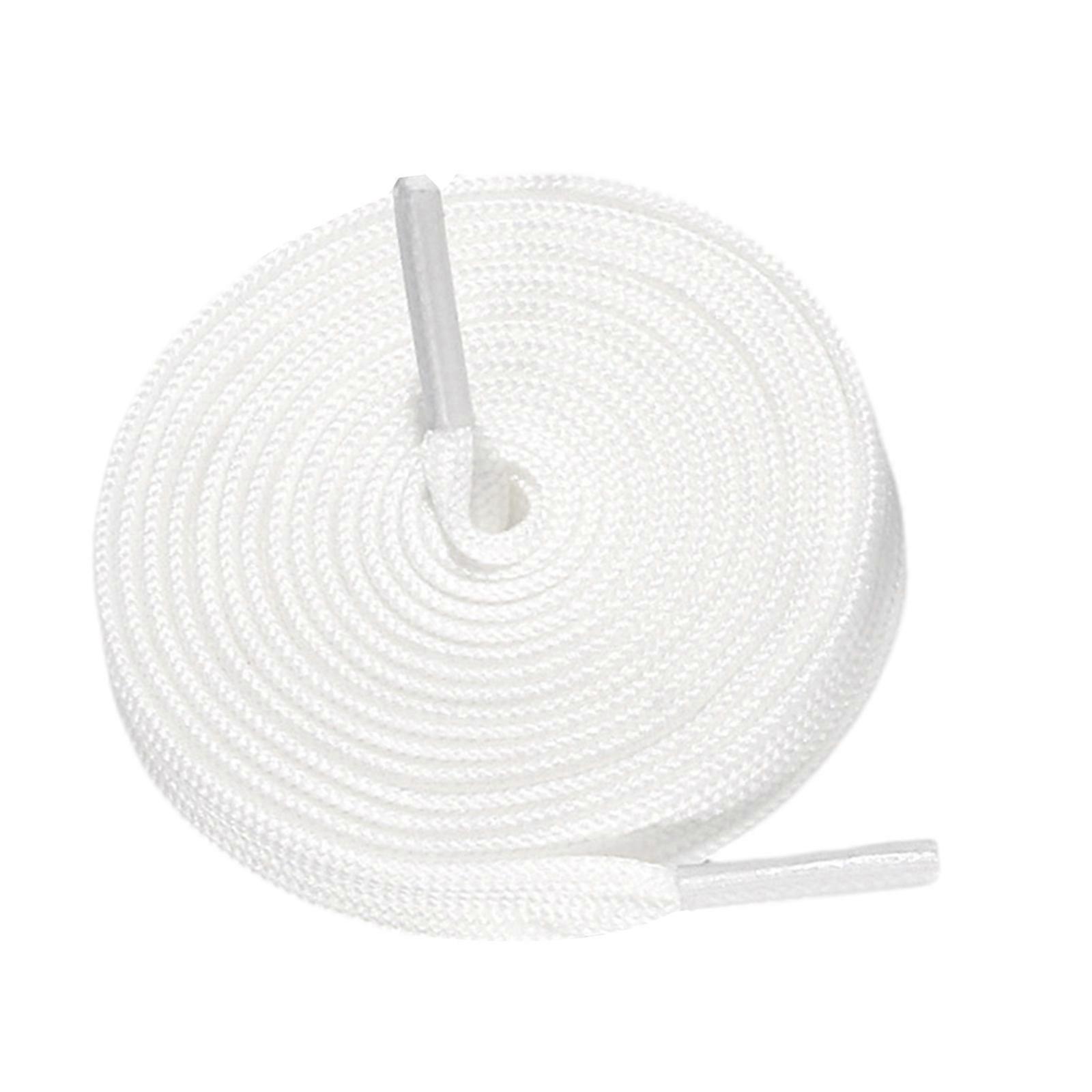 Multipurpose Flat Polyester Shoe Laces For Sneakers Gym Footwear Shoe Strings 120cm Nontoxic Fabric Solid Color Design White