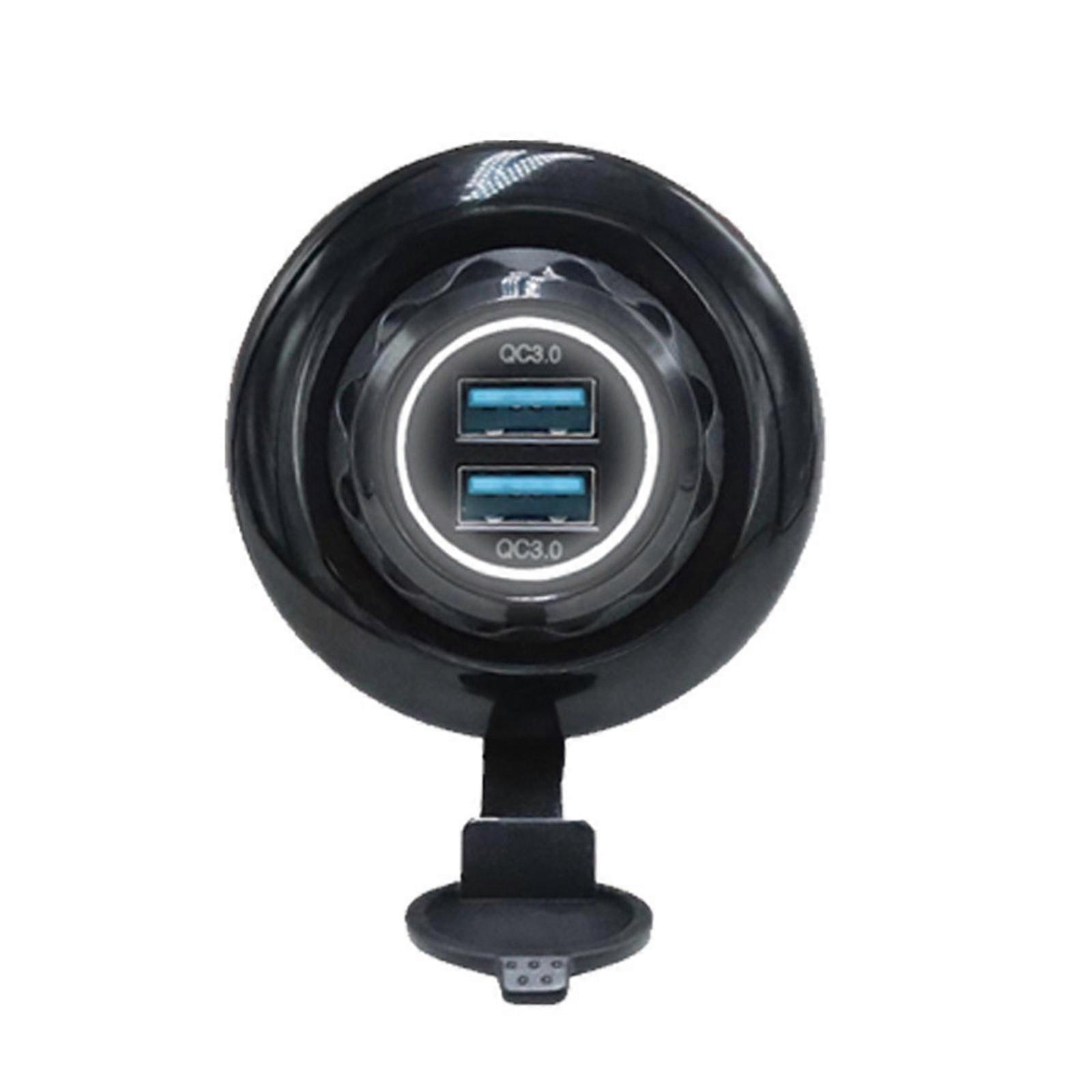 Fast Car Charging Double USB Port QC3.0 PD30 Power Socket for Smartphones Safety System LED Indicator  white