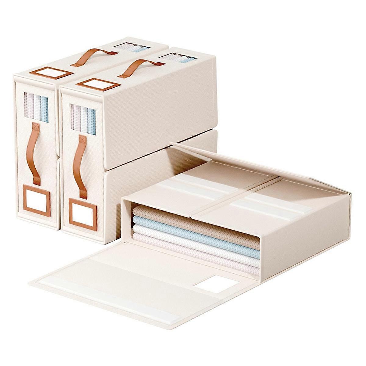 Foldable Bed Sheet Set Organizers and Storage - Large Size Linen Fabric with Window and Label, Under