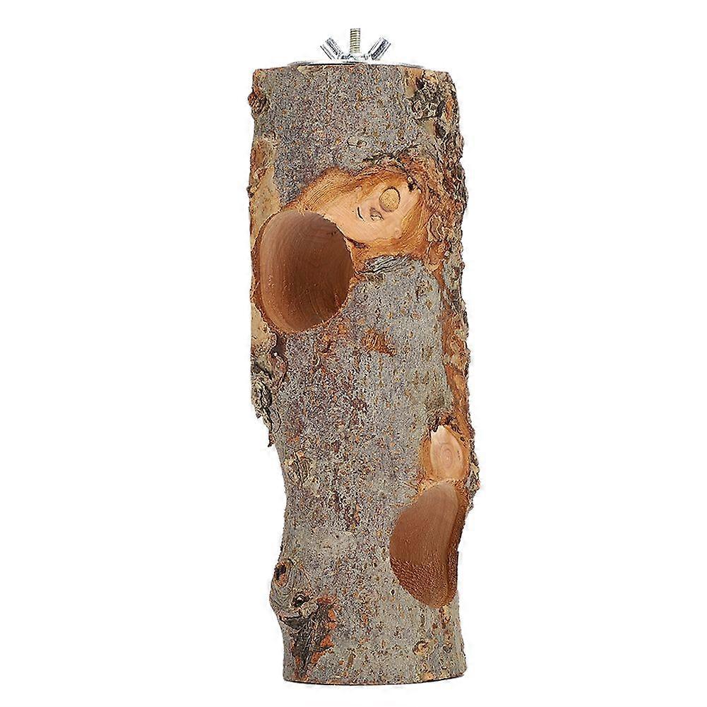 Natural Applewood Pet Feeding Stand Food Rack Feed Tree Teeth Grinding Toy for Rabbit Cavy Small Animal