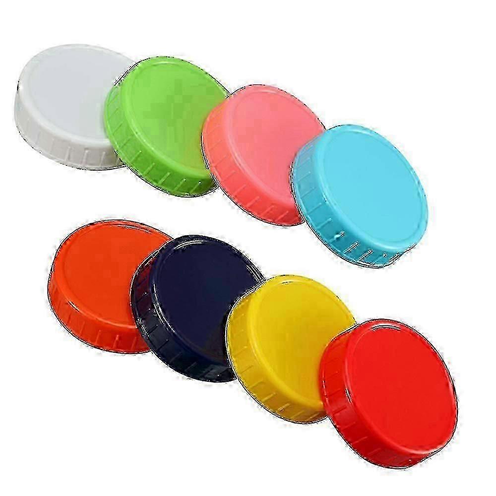 8 Pcs Colored Plastic Lids for Regular Mouth Canning Jars - Scratch Resistant Storage Caps