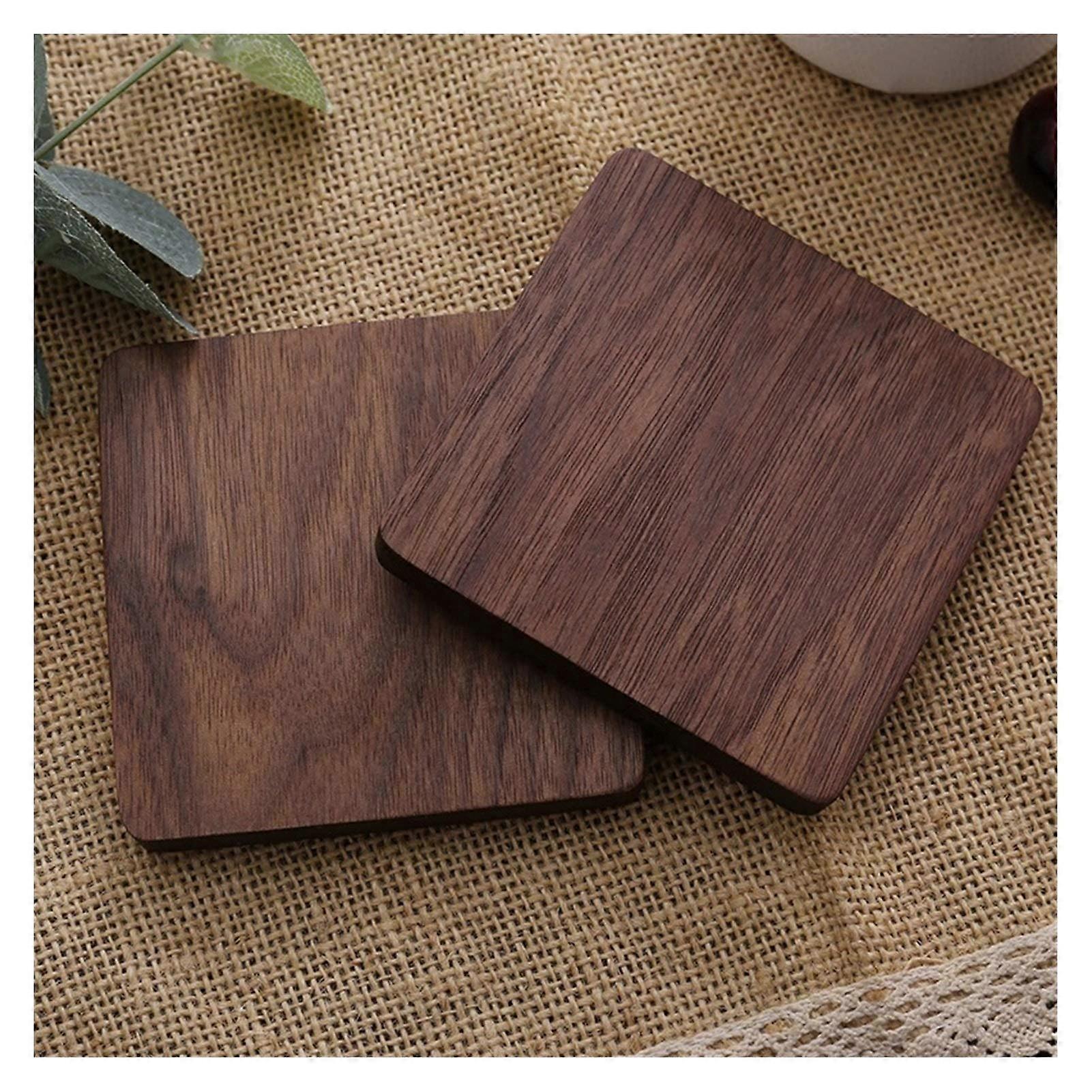 Wood Coasters Round Heat Resistant Non-Slip Drink Mats for Tea Coffee Cups Insulation Pads Coffee Color 4#