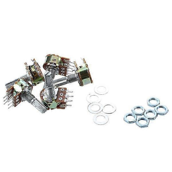 5 pcs B50K 50K ohm 6-Pin Split Shaft Linear Dual Taper Potentiometer