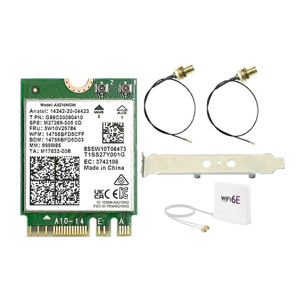 AX210NGW Card+WIFI6E Magnetic Antenna 2.4G/5G/6Ghz Tri-Band Bluetooth 5.3 WIFI Adapter 5374Mbps Wireless Network Card