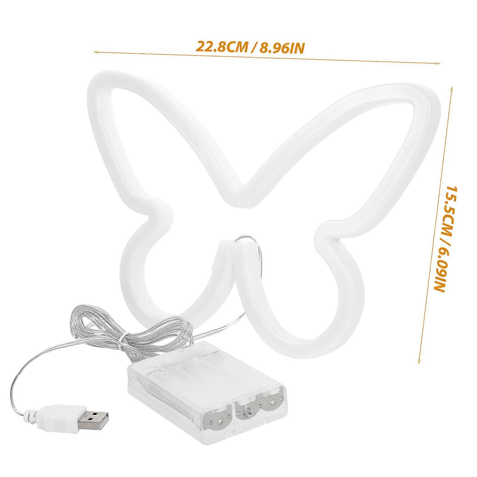 Butterfly Neon Sign LED Lamp for Wall Decor with PC Material White Color for Decoration 10x15cm