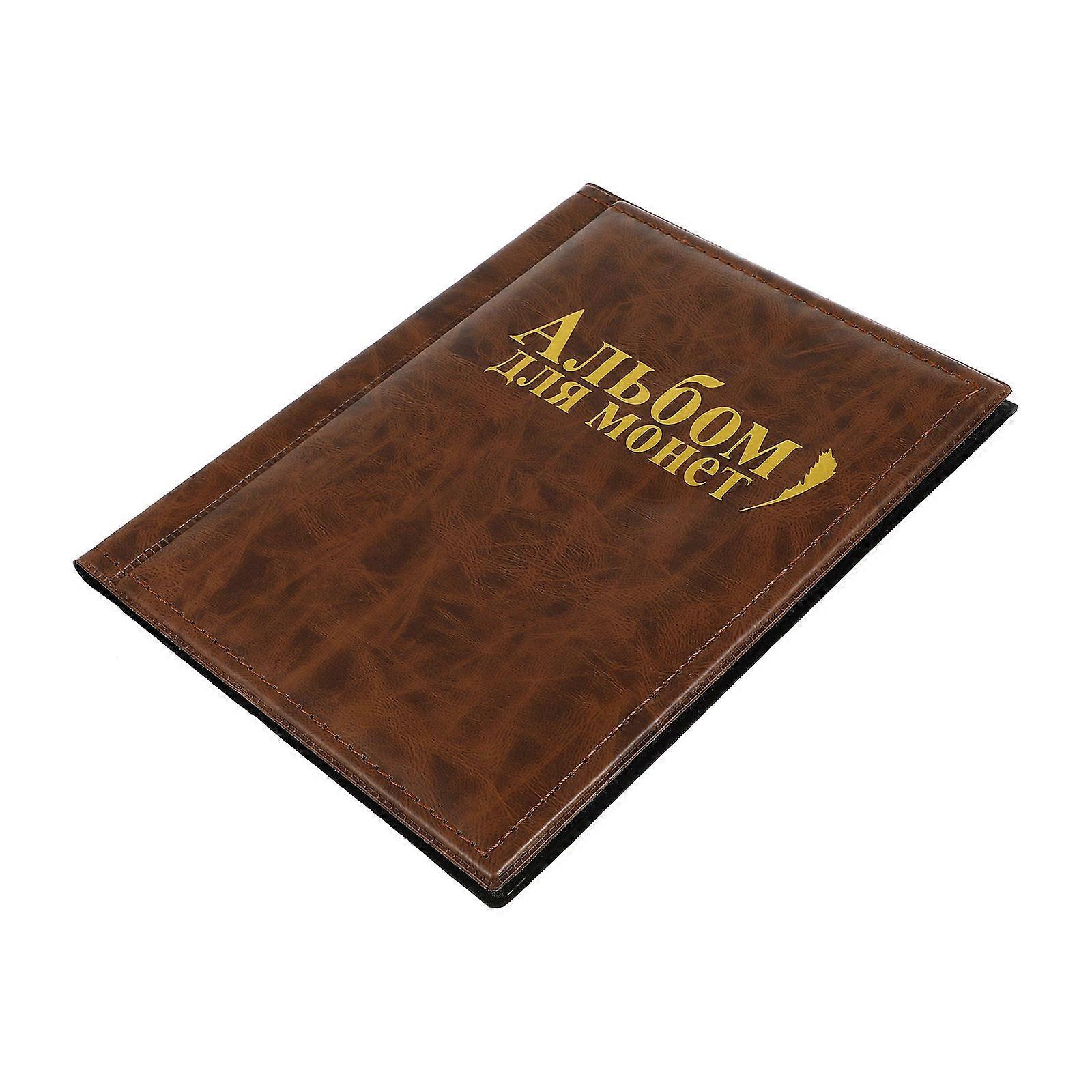 Brown PU Coin Collection Book with 250 Pockets for Easy Storage and Organization 10 Pages
