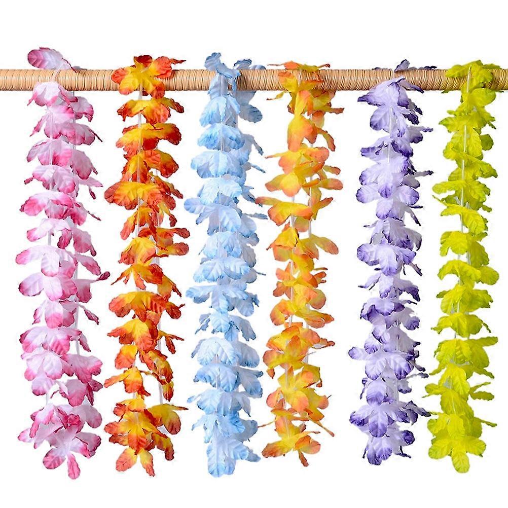 Hawaii Leis Garland with Assorted Color Artificial Flowers for Party Use and Decoration 36 Pieces