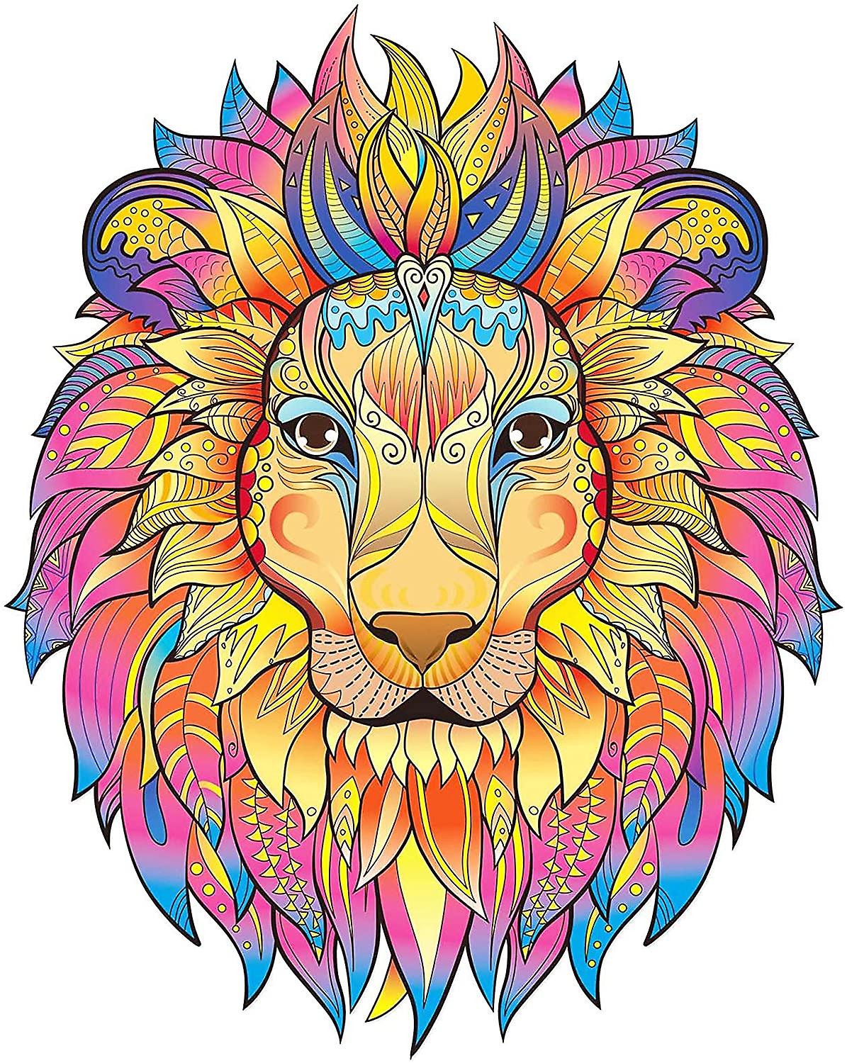 Trä pussel Cool Lion Unikt format pussel, Trädjur pussel, Bästa julklapp för tonåringar vuxna, 144 bitar, 8,3 '' X