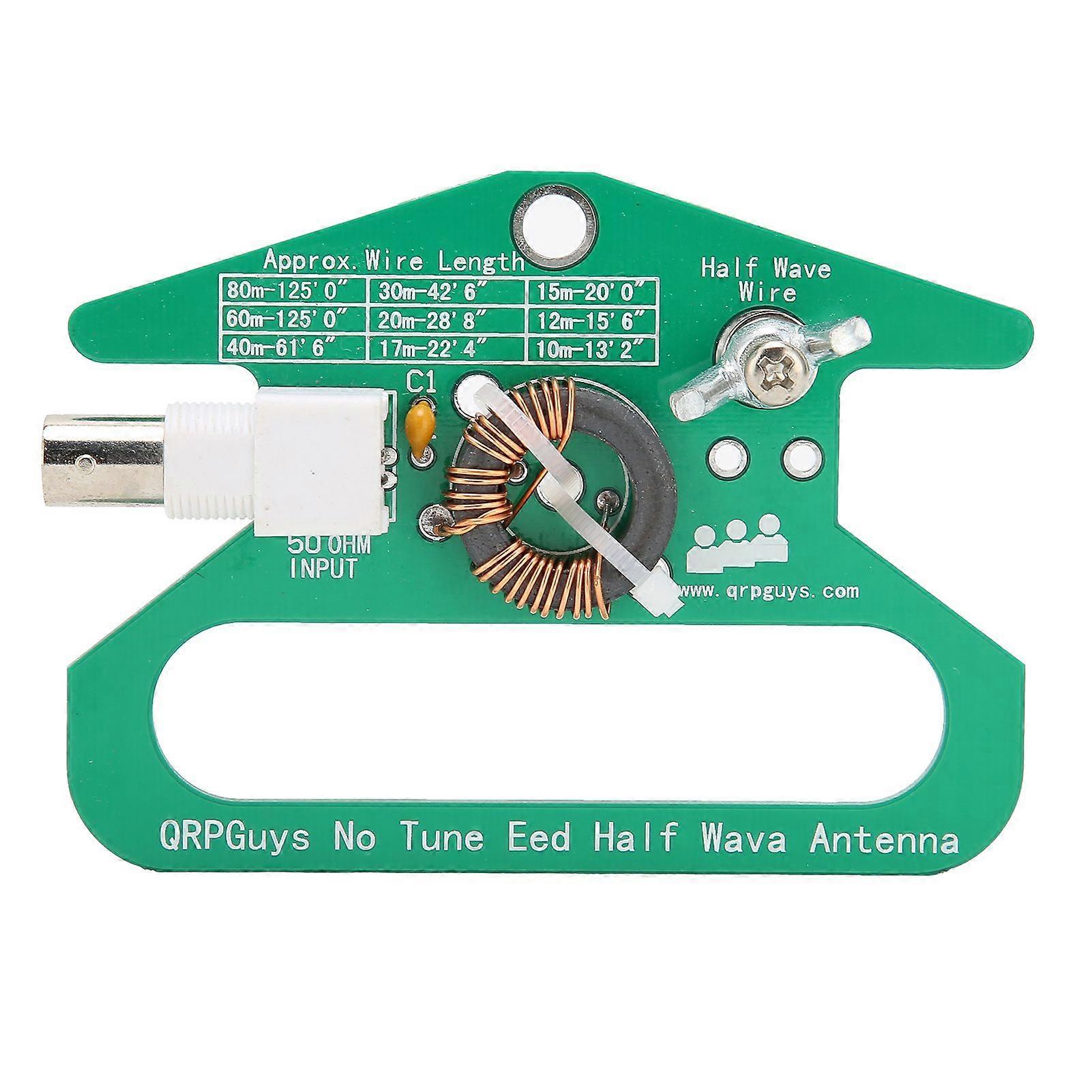 Portable half-wave antenna module without end feed, 50 ohm impedance component