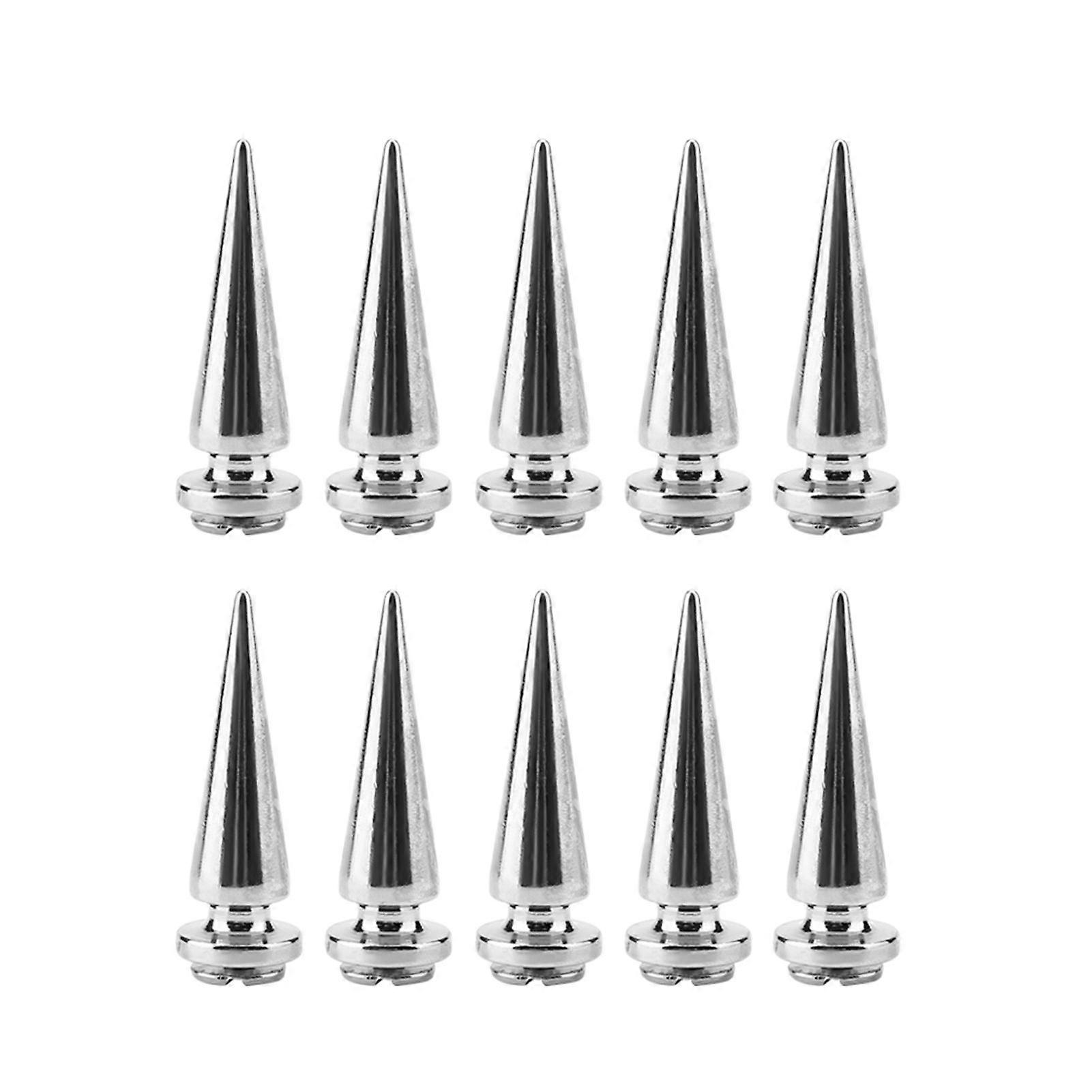 10 Pcs Metal Spike Rivets and Studs Screw Back for DIY Leather Craft (Silver)