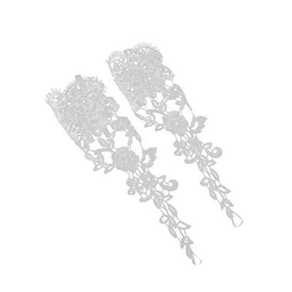 Bride Lace Gloves Fingerless with Rhinestone Decorated Pair for Wedding Party