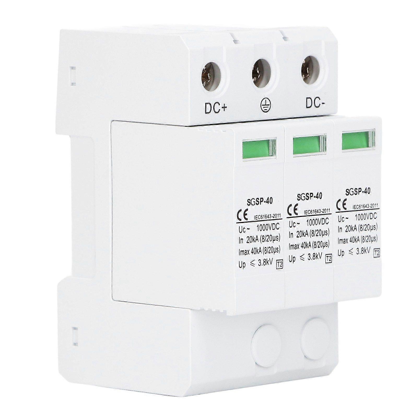 DC 1000V 40KA Surge Protector Arrester Protective Device for Photovoltaic Power System White 3P