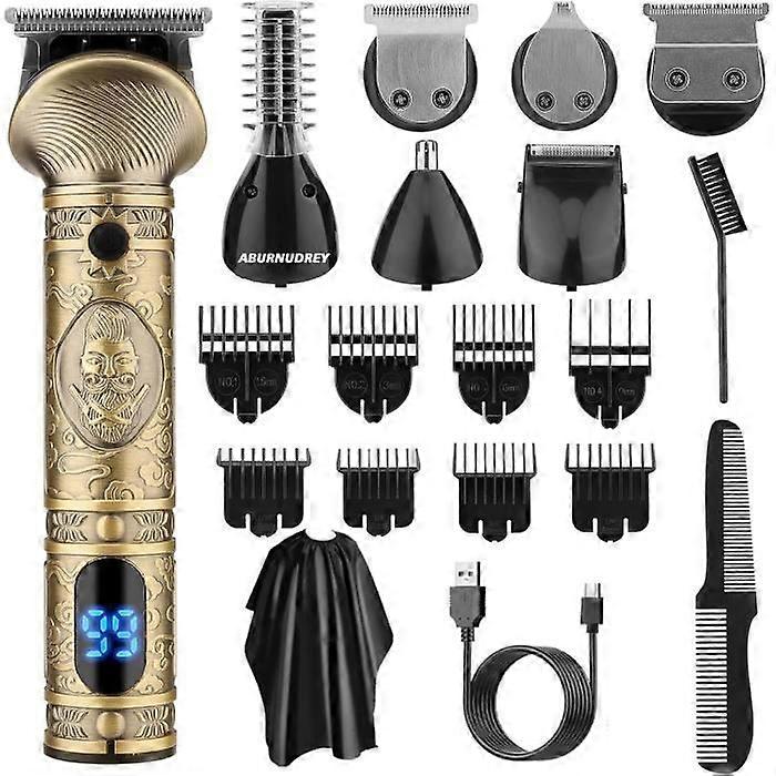 Men's Hair Clipper - AUDBURN - 6 in 1 - 8 Guide Combs - Precision Trimmer - Nose Trimmer - Body Trimmer