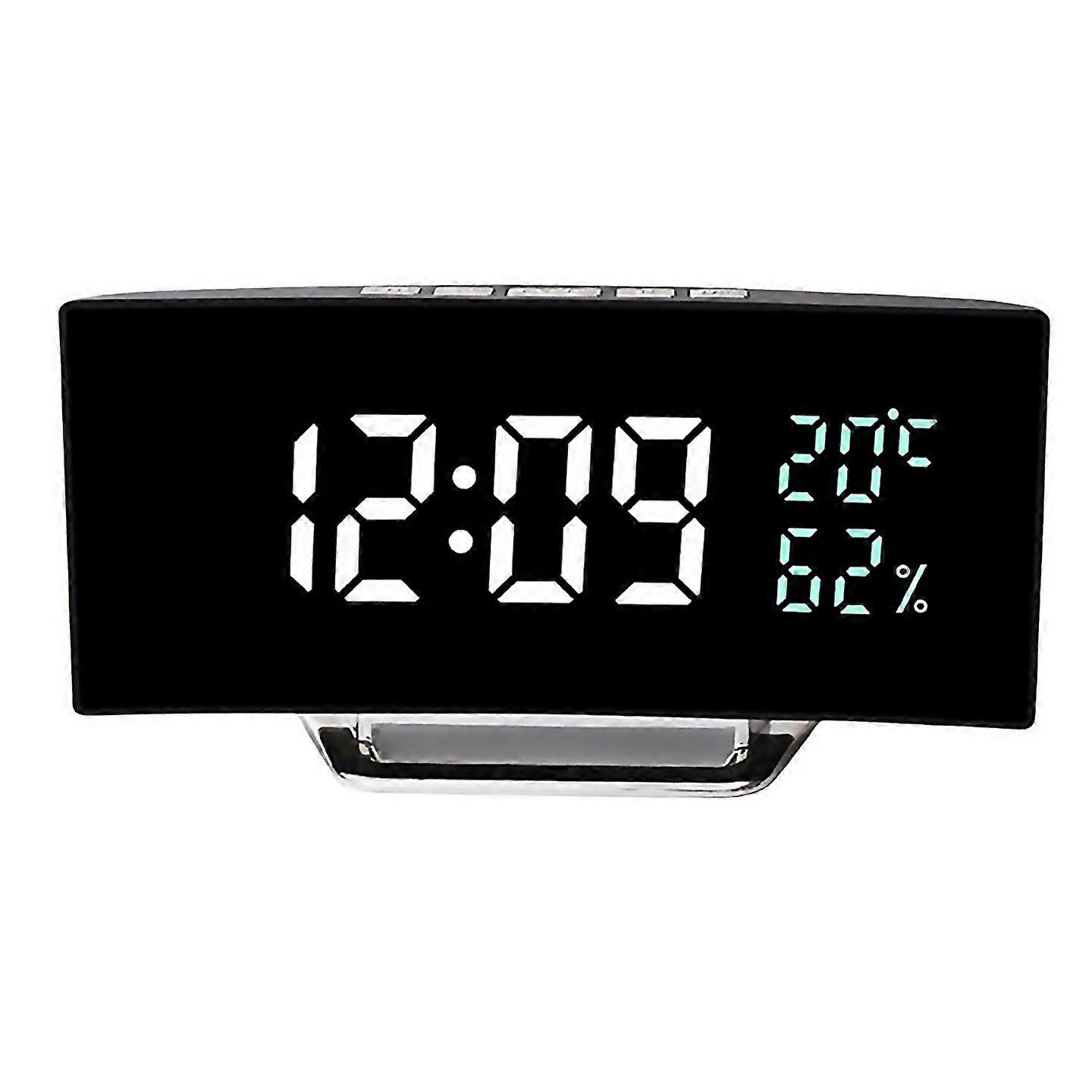 For Curved Screen Led Clock With Temperature And Humidity Display Mirror