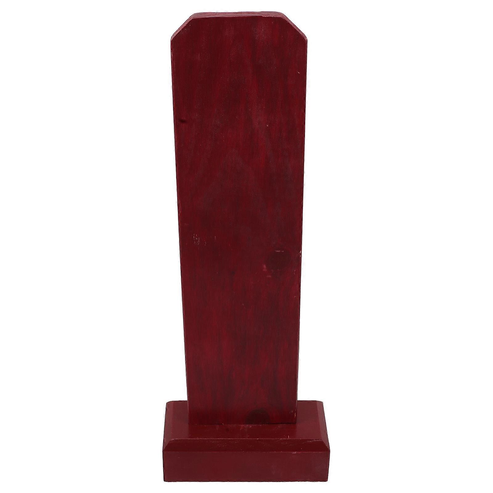 Ancestral Worship Wooden Temple Tablet with Base Red