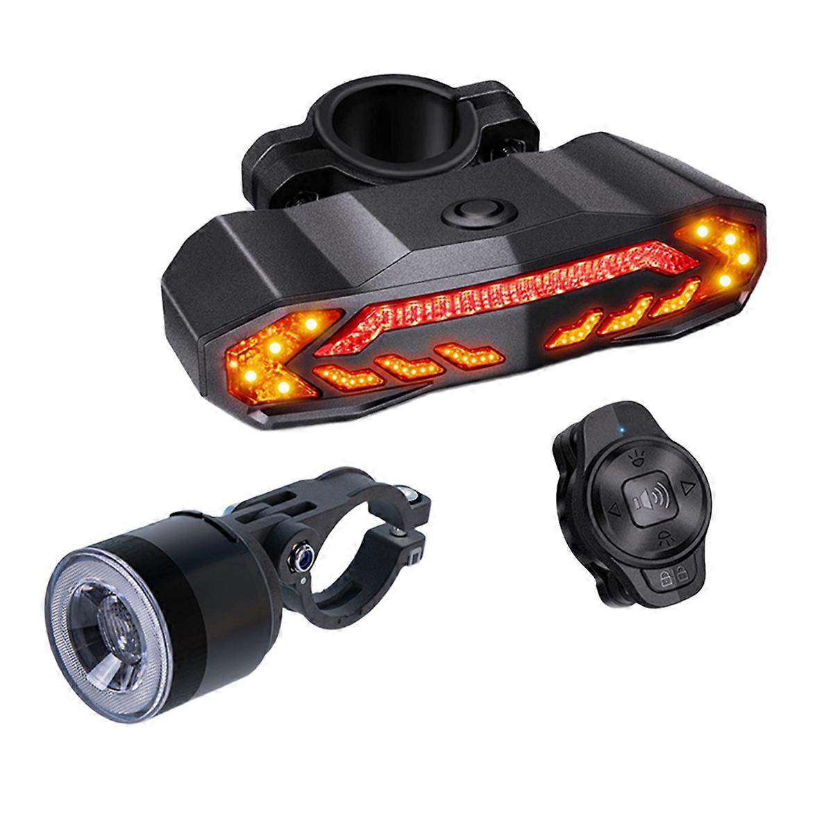 Bicycle Turn Signals Light with Turn Signals and Remote Wireless Anti-Theft Bike Alarm for Bicycle Taillight Alarm