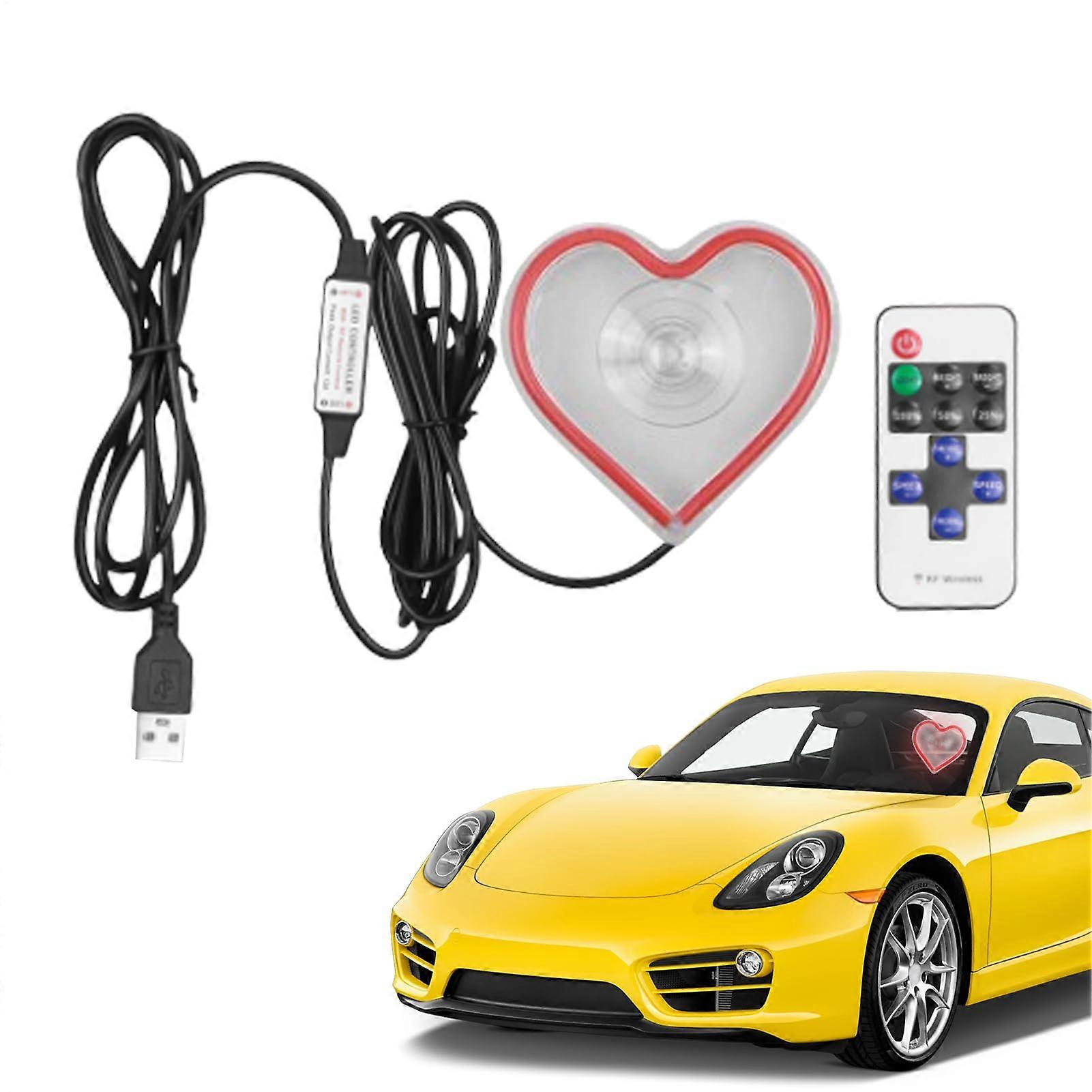 Car Atmosphere Lighting LED Heart Border Lights For Dashboard Trunk Window Red 12V Neon Bulbs And Indicators