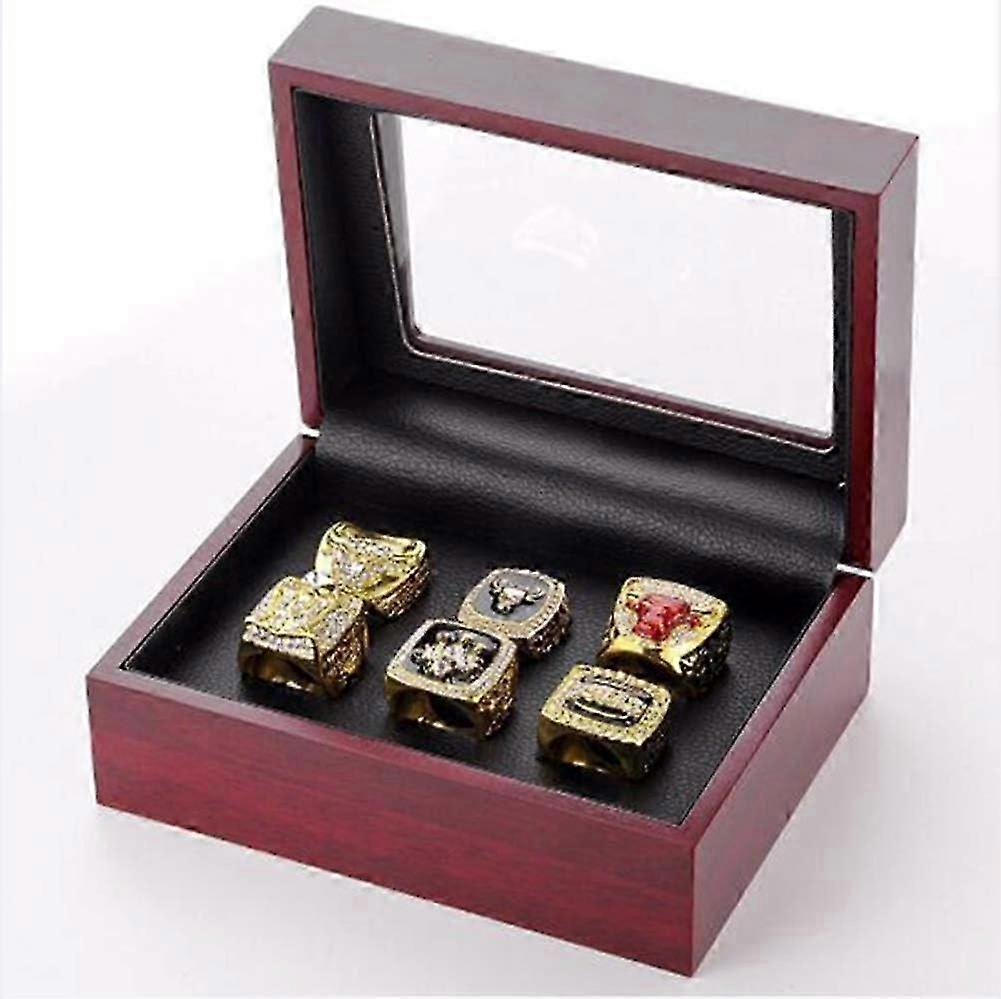 Set of 6 NBA Bulls Championship Replica Ring by Display Box Set- Collectible,11# 2025