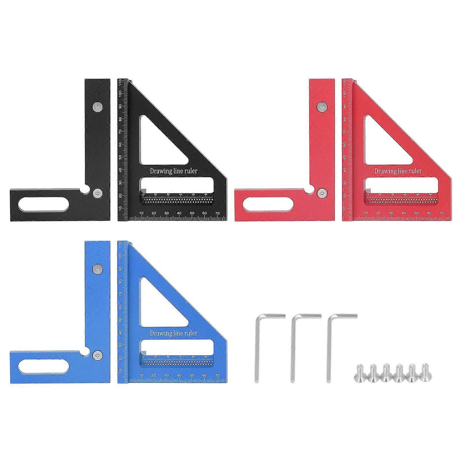 6Pcs 3D Multi Angle Measuring Ruler Aluminum Alloy 45 90 Degree Triangle Scriber for Wood Pipelines