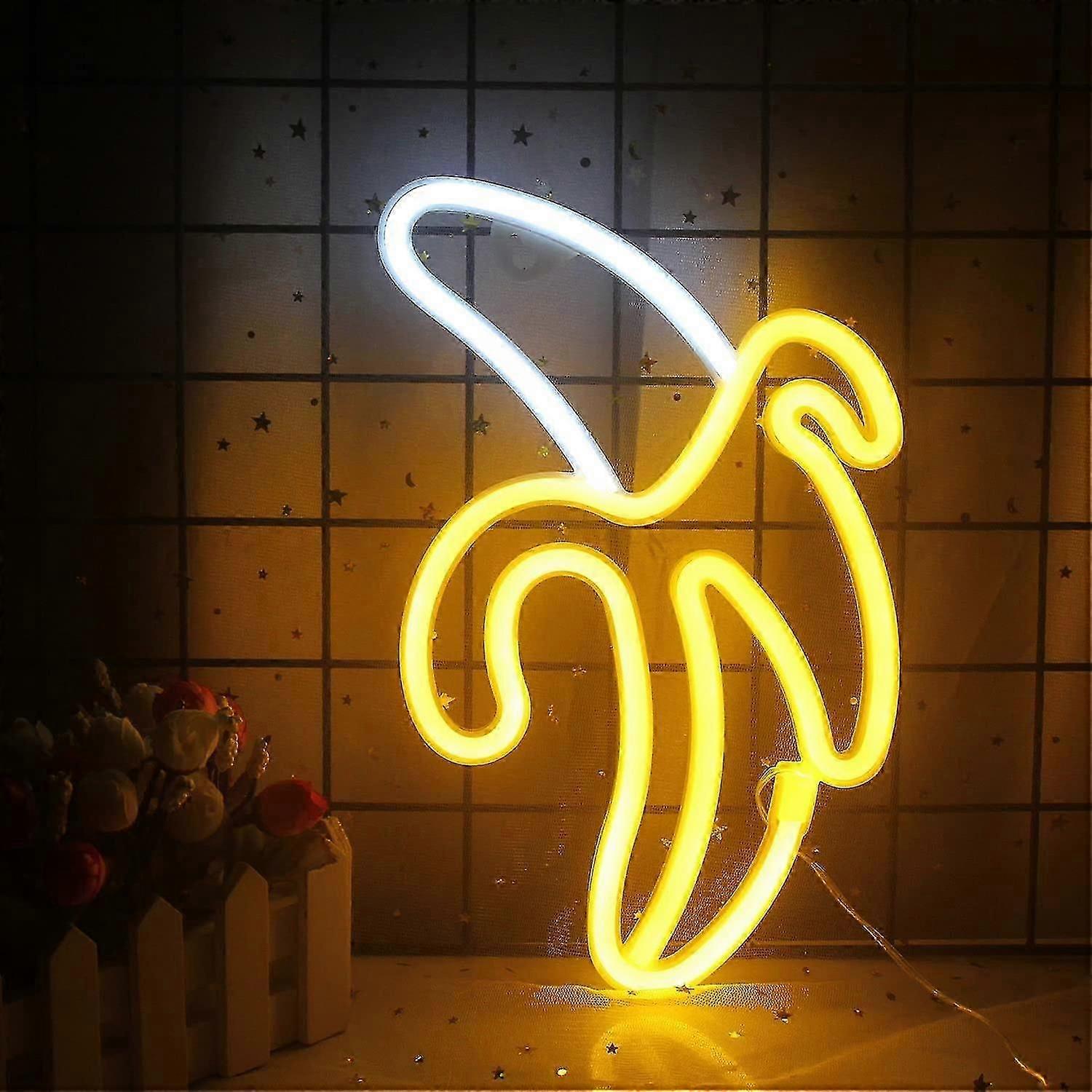 Banana Neon Semne galben alb Banana Neon Lumini de fructe Led Light Semn de noapte lumina neon neon semne
