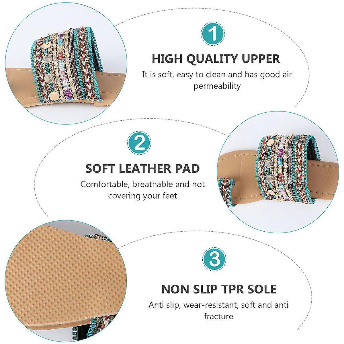 Comfortable Women's Bohemian Sandals Suitable for Summer Indoor Use in Light Green Color Featuring Durable Design 3 Pairs