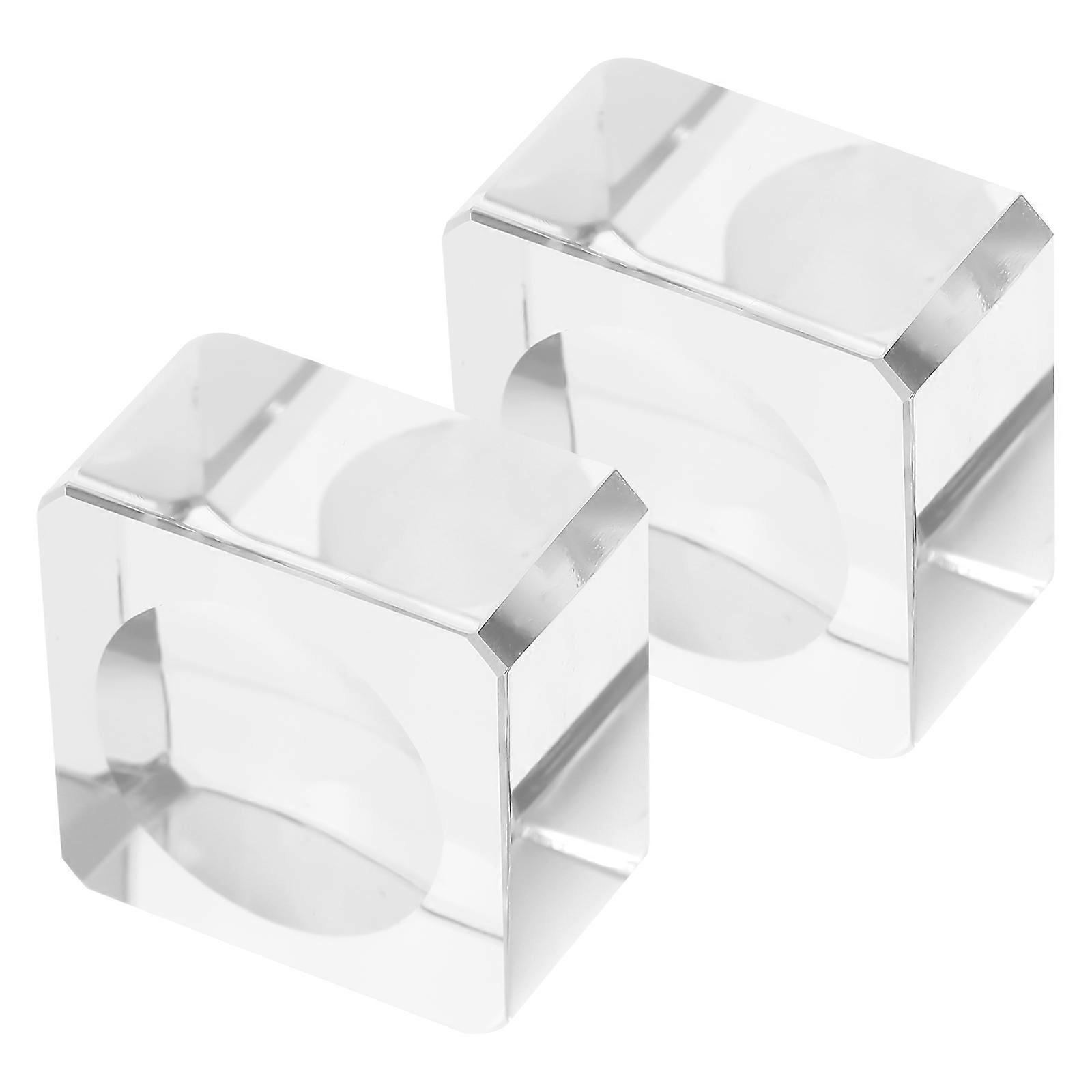 Delicate Crystal Balls Base Glass Crafts for Decor Transparent 2Pcs Set