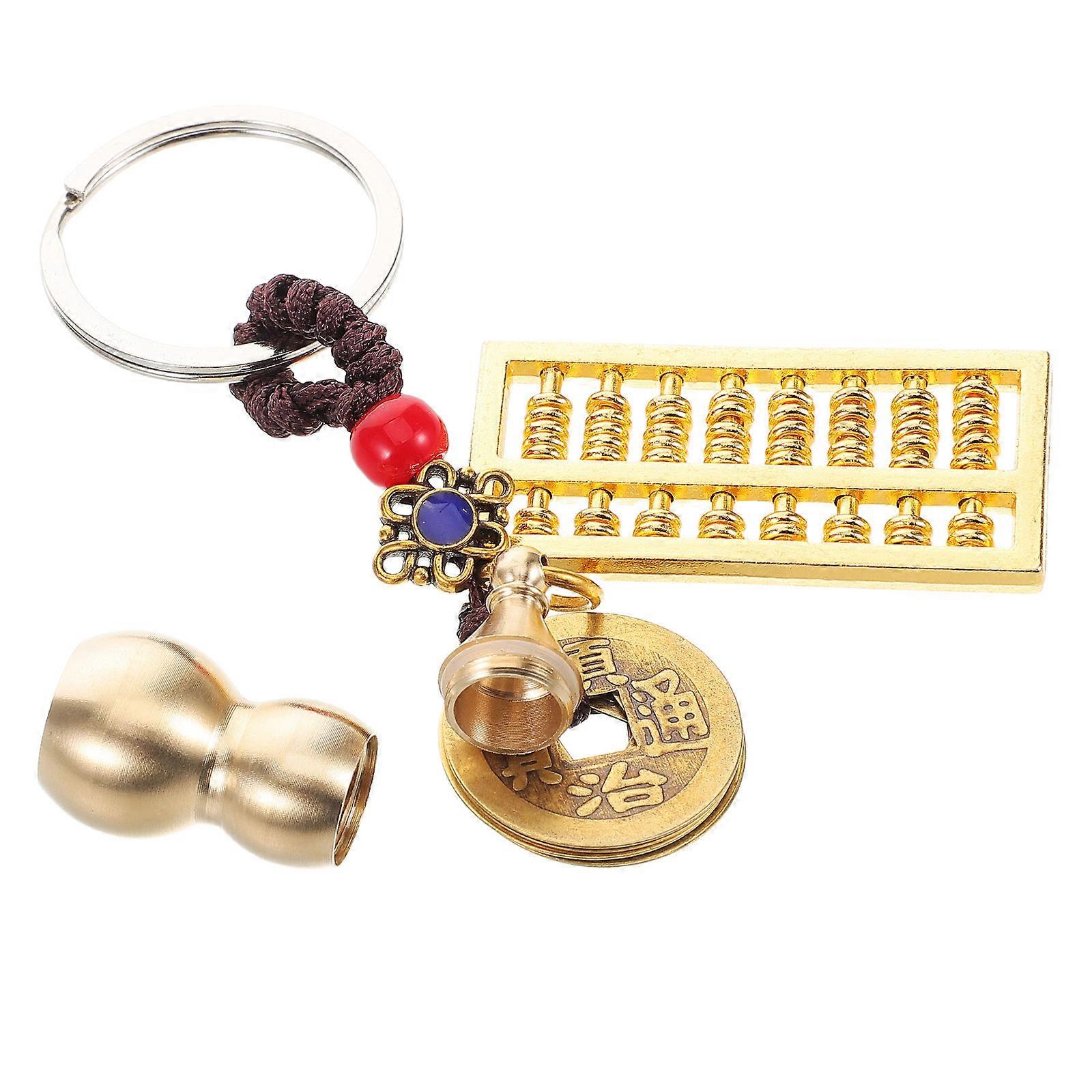 Simulated Abacus Keychain Pendant for Key Use 5Pcs Metal Gourd Coin Key Rings