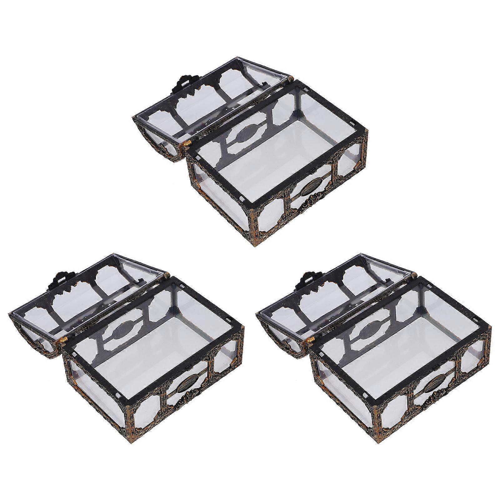Retro Treasure Chest Transparent Pirate Box Keepsake Storage Organizer Gift Giving 3Pcs