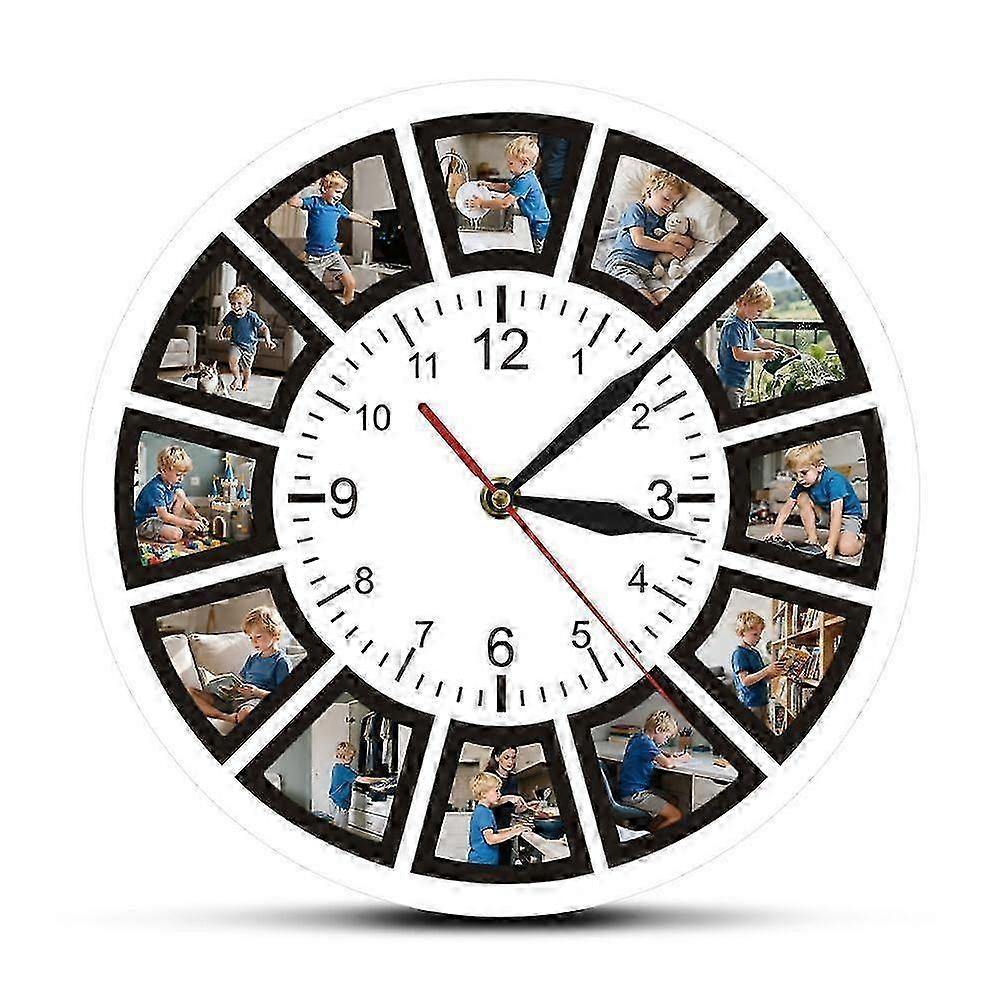 25-26 Custom Picture Wall Clock Photo Collage Home Clock