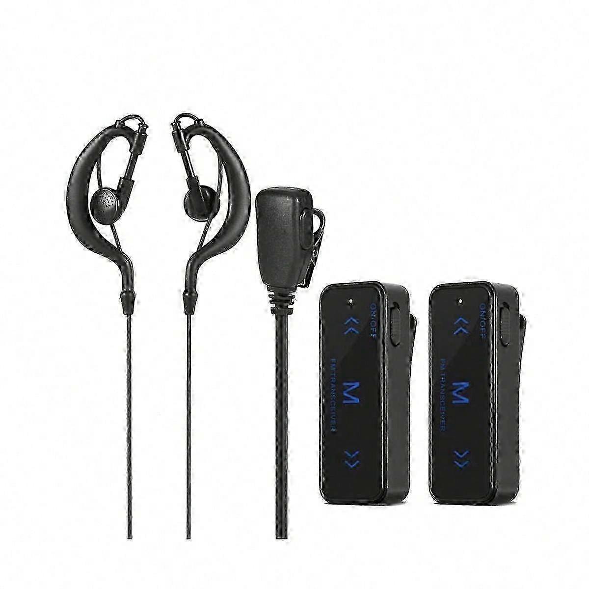2-Piece Compact Walkie-Talkies with 400-470MHz Frequency 3W Transmitter and Earpiece Headset - USB-Powered Communication System