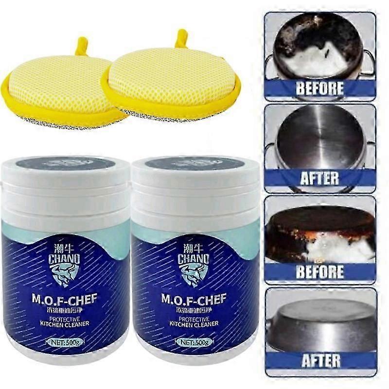 2er-Set Reinigungspulver Ölverschmutzungs-Reinigungspulver Schützender Küchenreiniger Schäumender Schwerölfleckenreiniger Allzweck-Reinigungspulver
