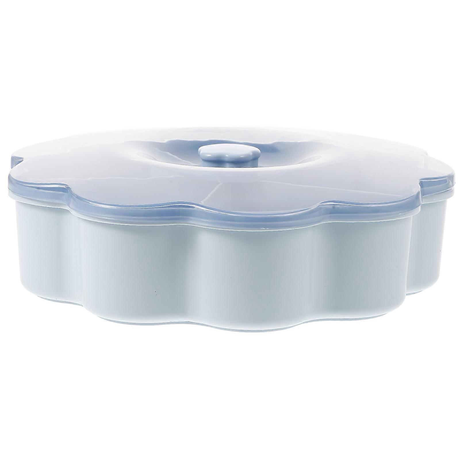 5-Slots 3Pcs Food Classifying Box Plastic Snack Storage Container In Blue Suitable For Organizing Nuts And Dried Fruits