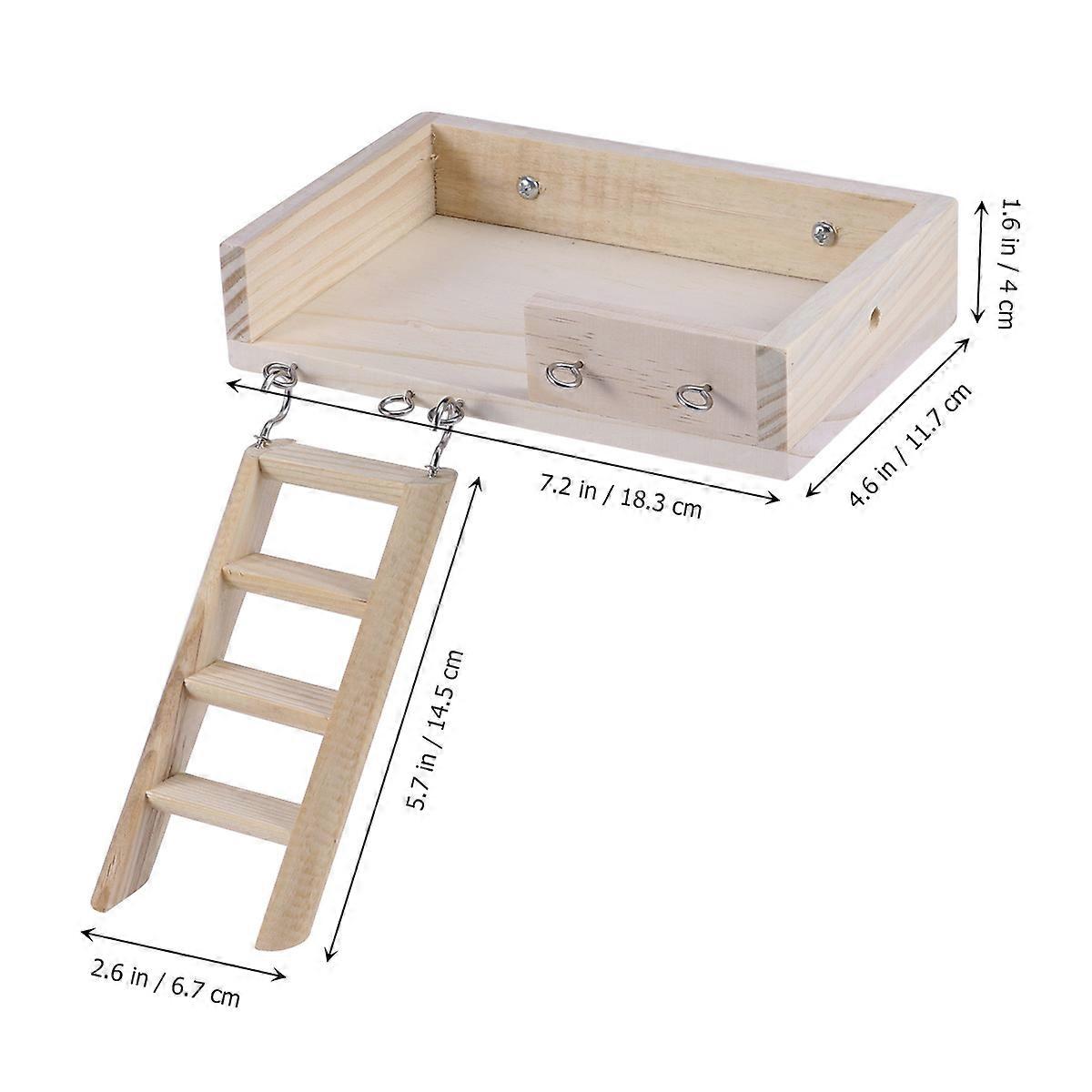Wooden Hamster Platform Toys For Pet Entertainment Suitable For Small Animals And Indoor Play 2Pcs