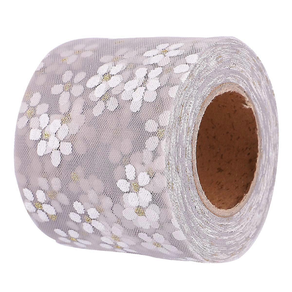 DIY Gauze Ribbon Grey for Decoration Handmade with Plum Blossom Pattern 25 Yard