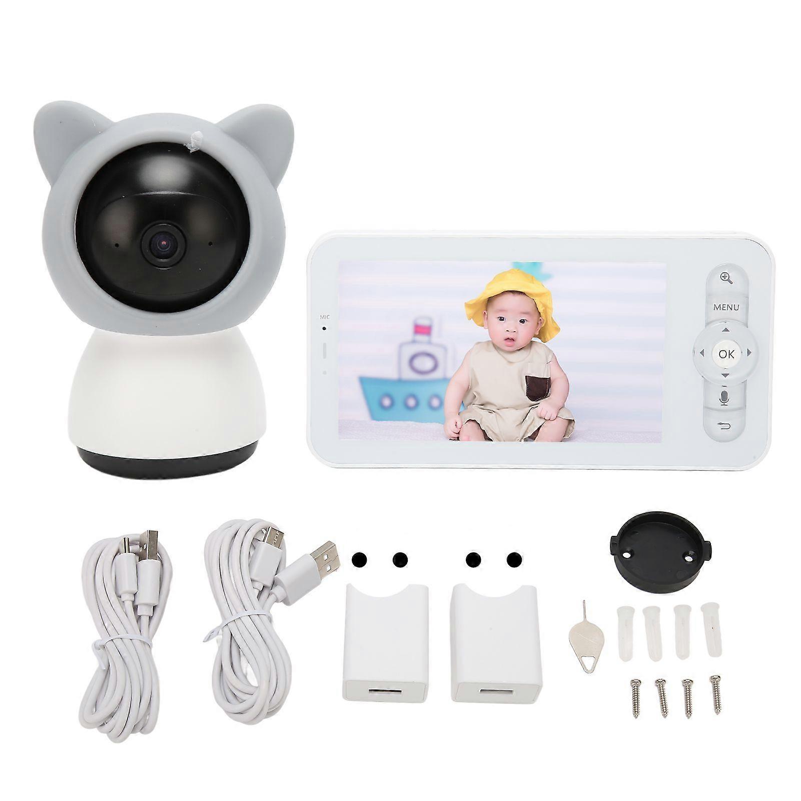 5in Video Baby Monitor Wireless WiFi Voice Intercom 1080P Night Vision Motion Sound Detection Baby Monitor 100240V EU Plug