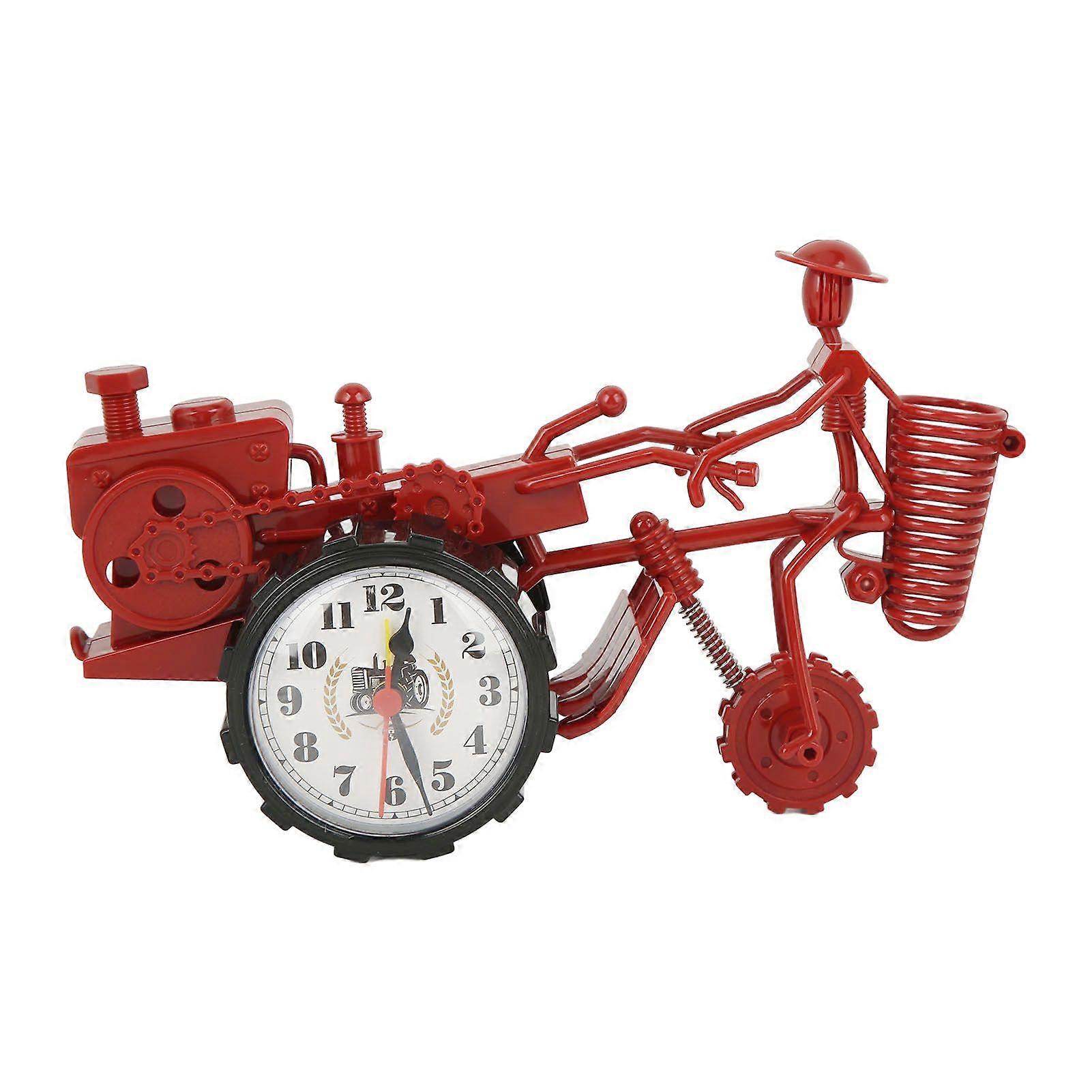 Desktop Clock Tractor Shape Accurate Time Setting Plastic 23.5x14x10cm Decorative Practical Clock Ornament Red