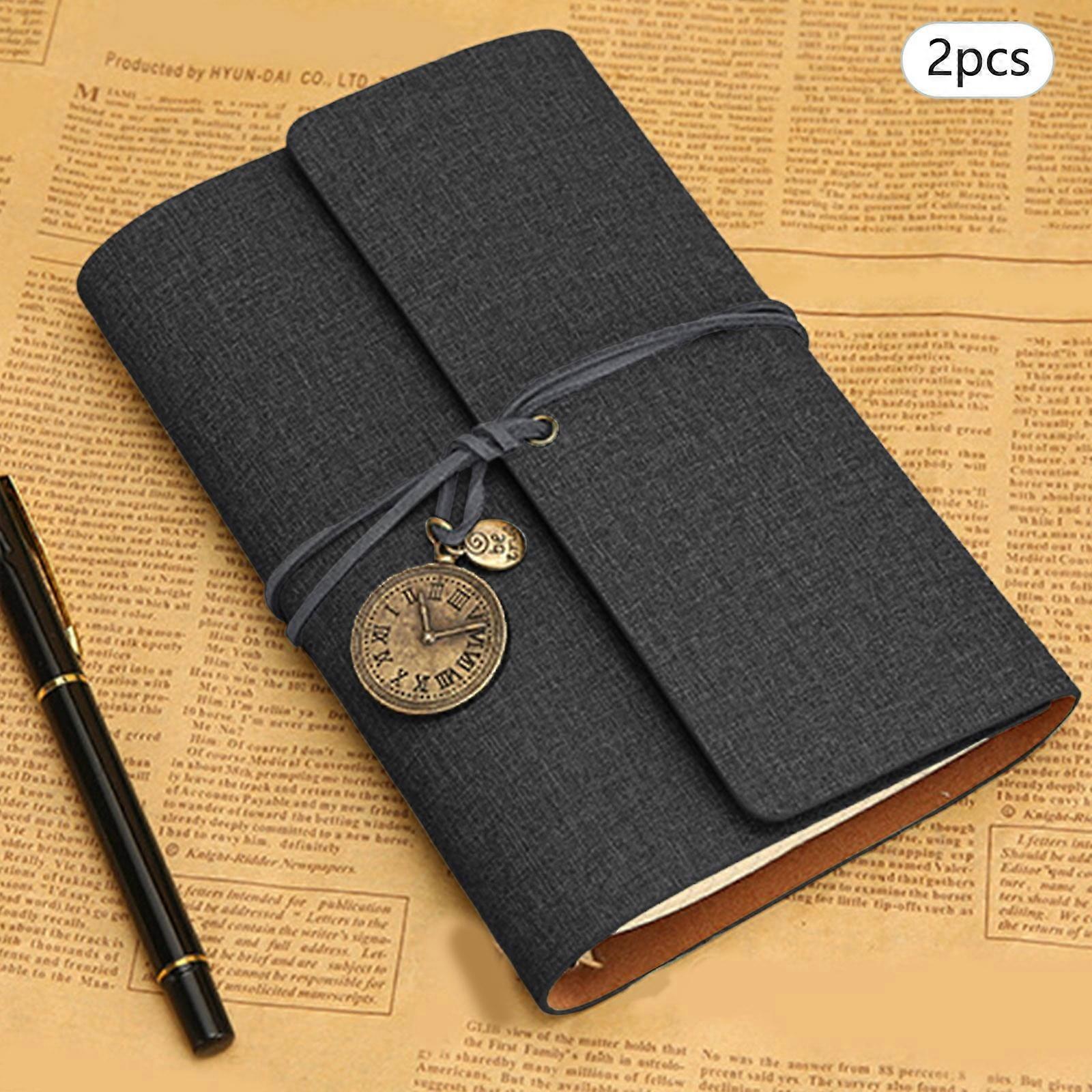 2PCS A6 Loose Leaf Vintage Style Binding Creative Ledger Diary Notebook Notebook Leather Notepad Small Notebook