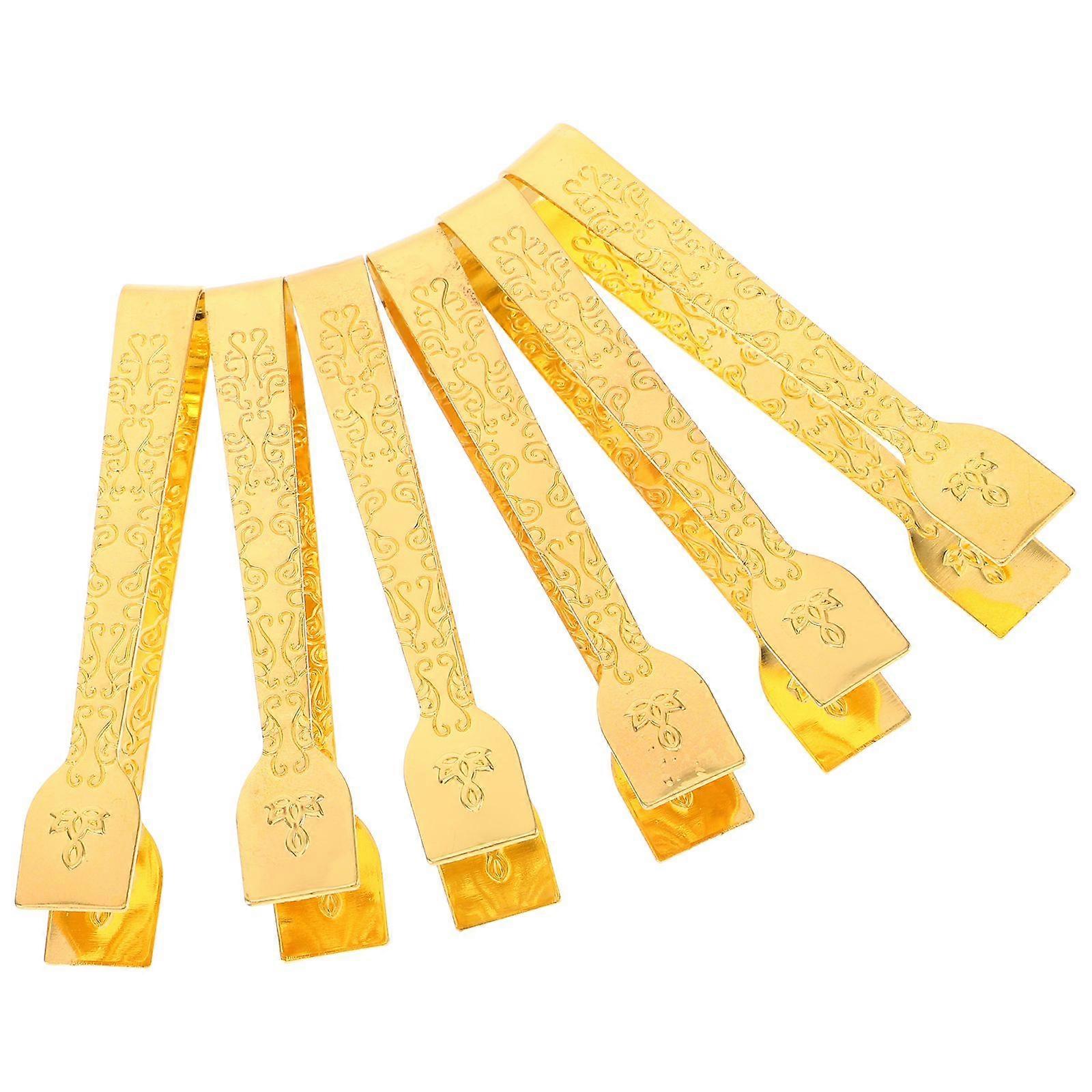 6pcs Charcoal Briquettes Tongs: Incense Tablets Clamp With Engraved Handle - Metal Incense Burner Spice Clip Middle Eastern Accessories For Home Fragr