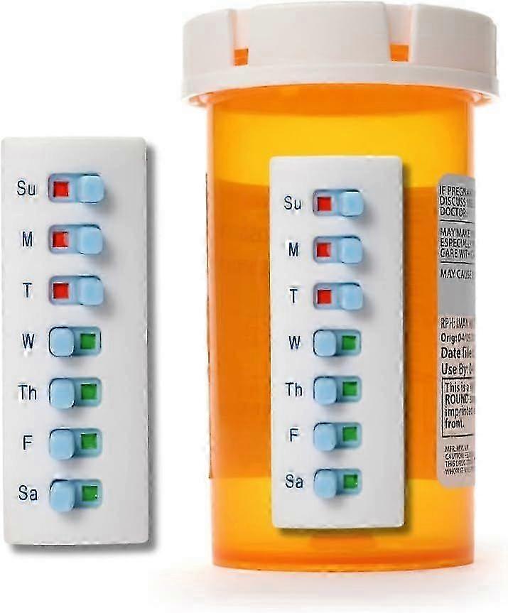 Pill Reminder,Contain 3M Stickers, Daily Pill Tracker Work with Most Pill Bottles, Reusable Medication Tracker Tracker& Reminder, CurvedBack