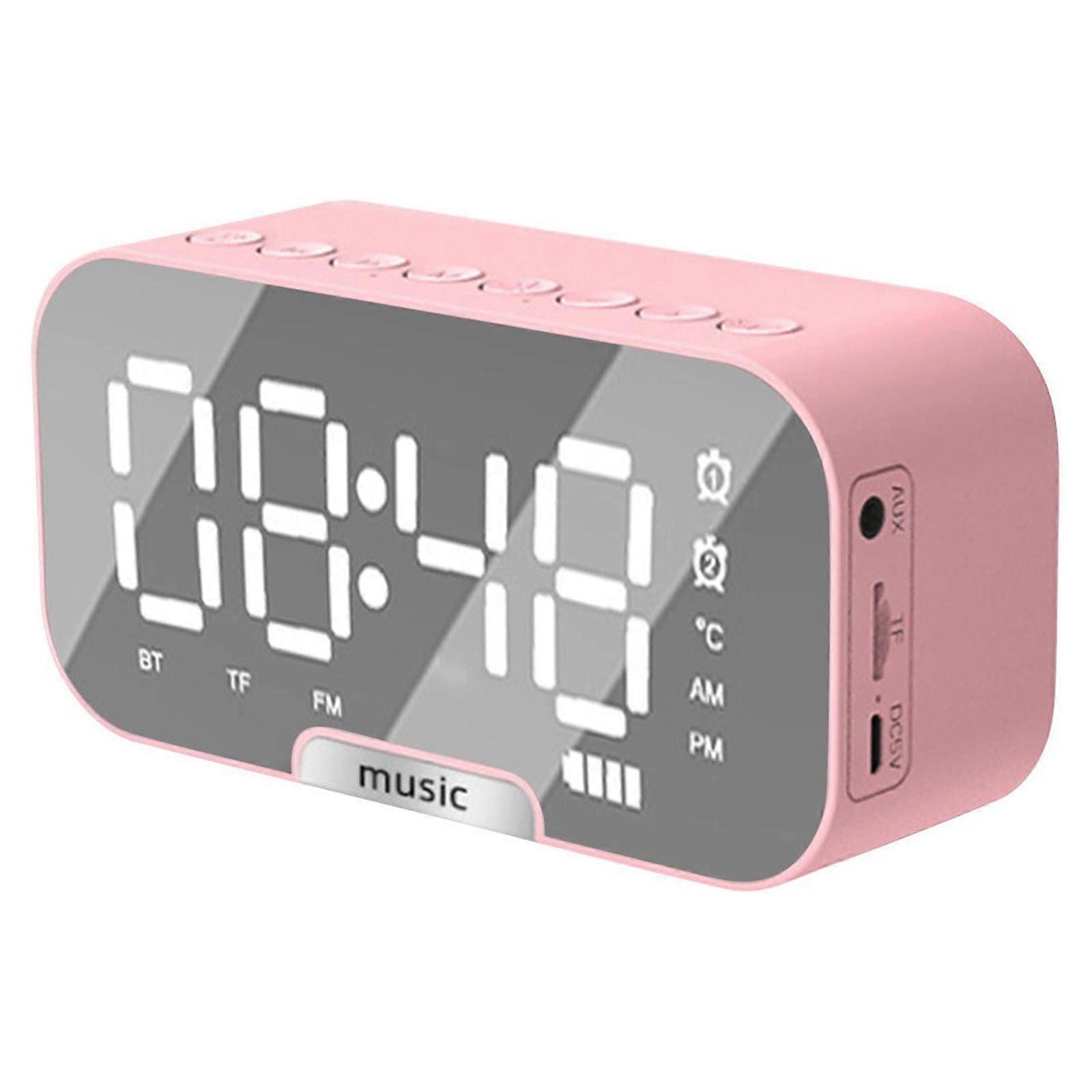 Jacenvly 2024 Clearance LED Mirror Digital Alarm Clock with Big Time Display, Wireless Bluetooth Speaker & Subwoofer, Music Player, Easter Decor