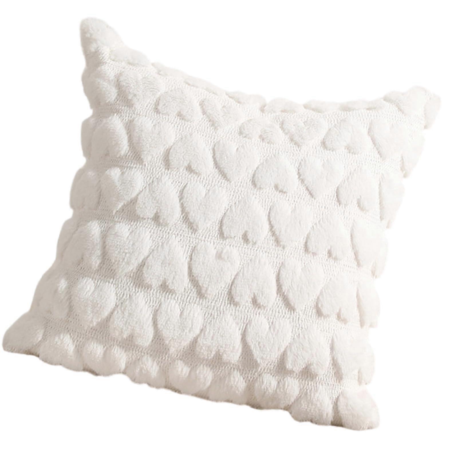 Elegant Love Heart Pillowcase Plush Snow Fabric Throw Pillow Cover For Sofa And Car Heart Shaped Cushion