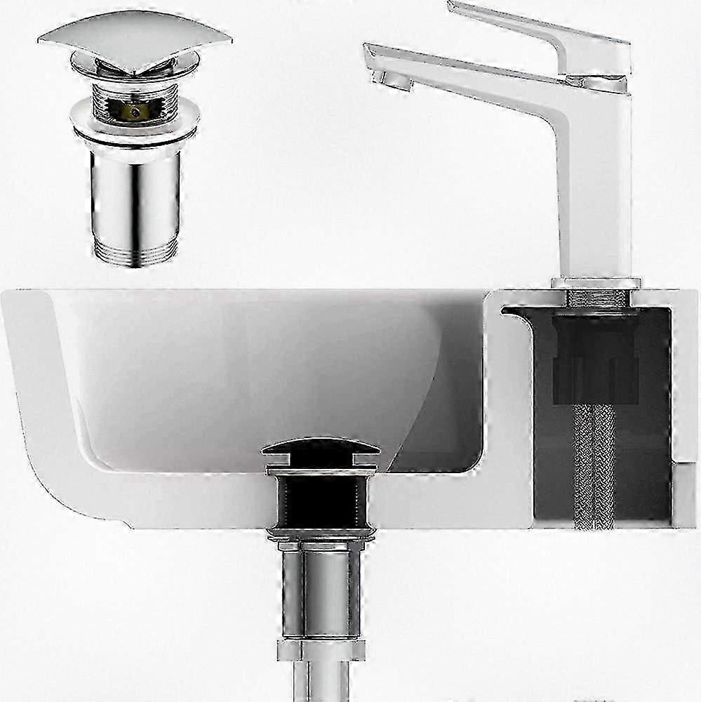 Chrome Pop-Up Drain Valve & Basin Waste Drain Plug - Overflow Sink Stopper for Bathroom Basin
