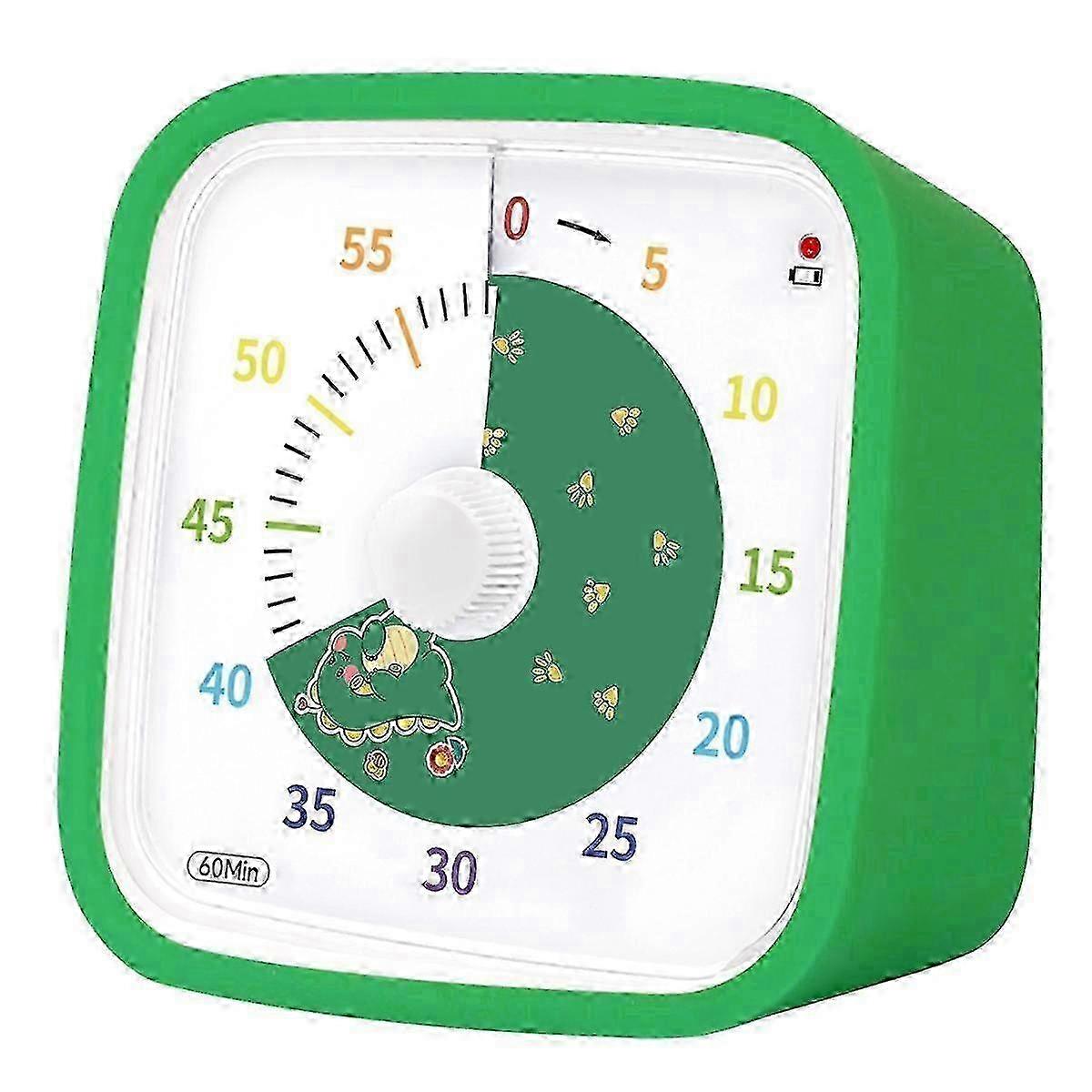 25-26 60-Minute Visual Timer Accompanied by a Protective Case Dinosaur-Theme Timer for Both Children and Adults a Quiet Countdown Device for