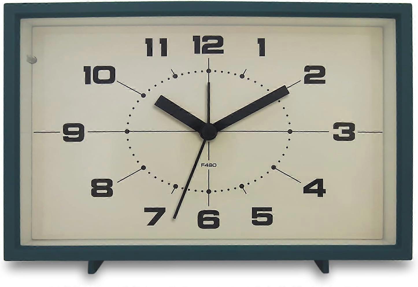 6" Analog Alarm Clock with Night Light, Silent Non-Ticking Battery Operated, Simple Design for Bedroom, Desk (Green)