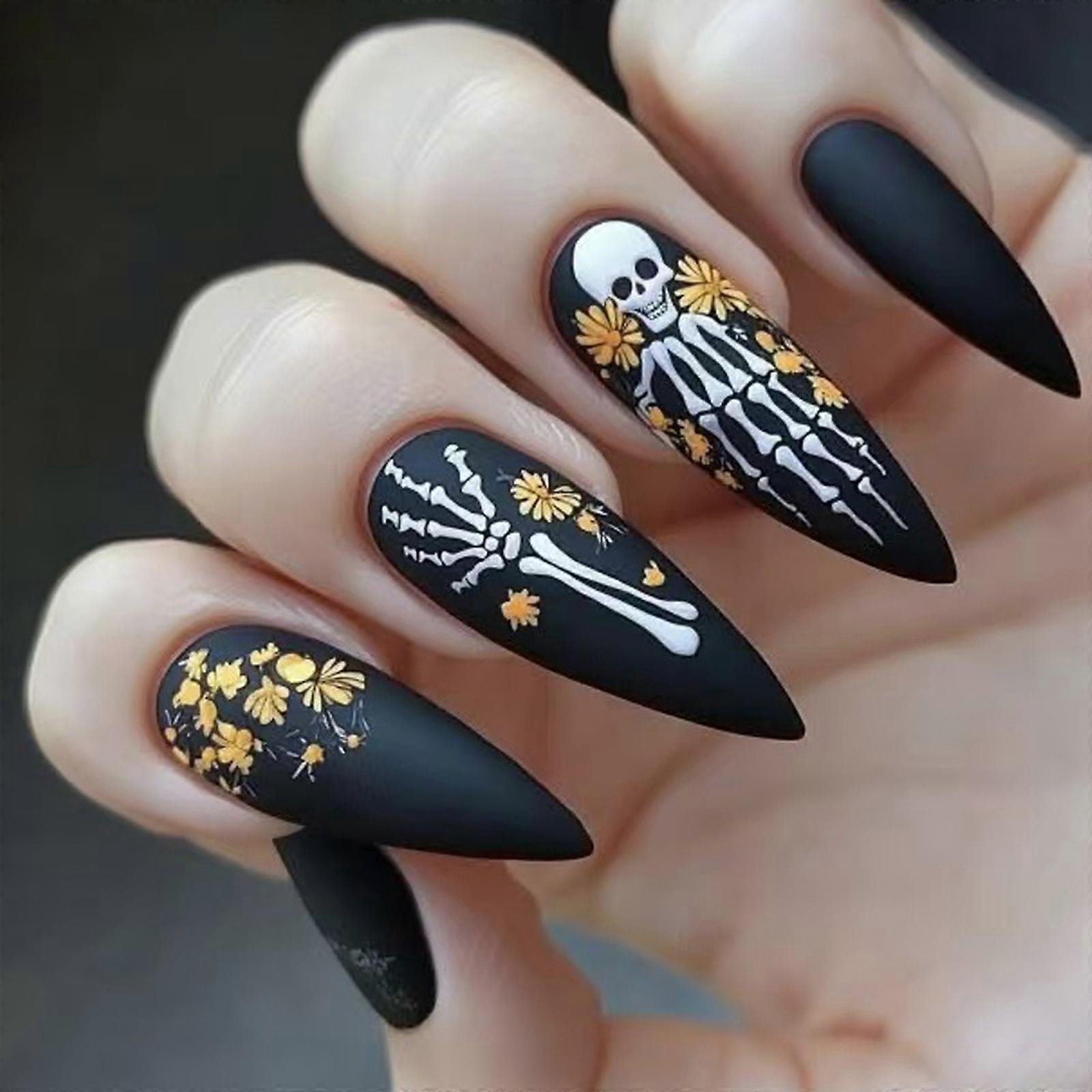 Halloween Fraudulent Hoofs Dull Black Framework Gold Plane Needle Plan Intermediate Nut Persist Hoofs Recyclable ABS Unguis Art Multicolor